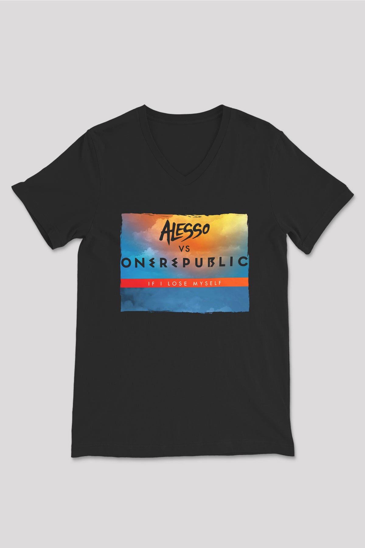 Alesso Siyah Unisex V Yaka Tişört