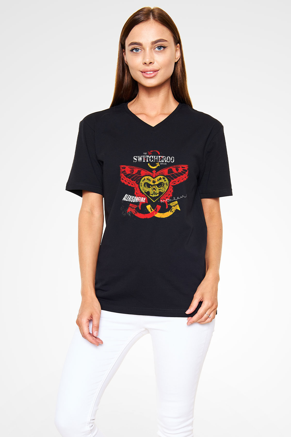 Alexisonfire Baskılı Unisex Siyah V Yaka Tişört
