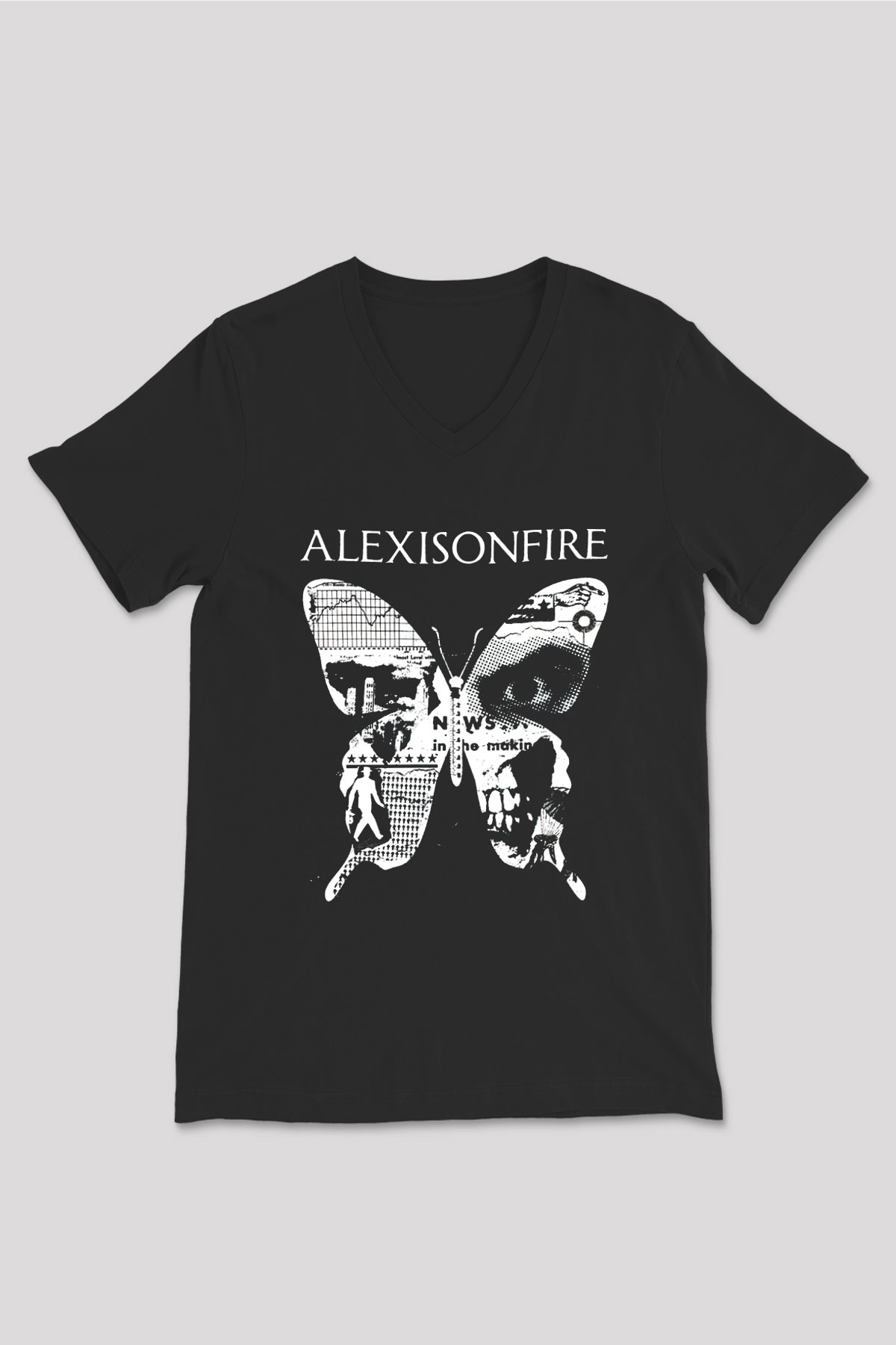 Alexisonfire Siyah Unisex V Yaka Tişört T-Shirt