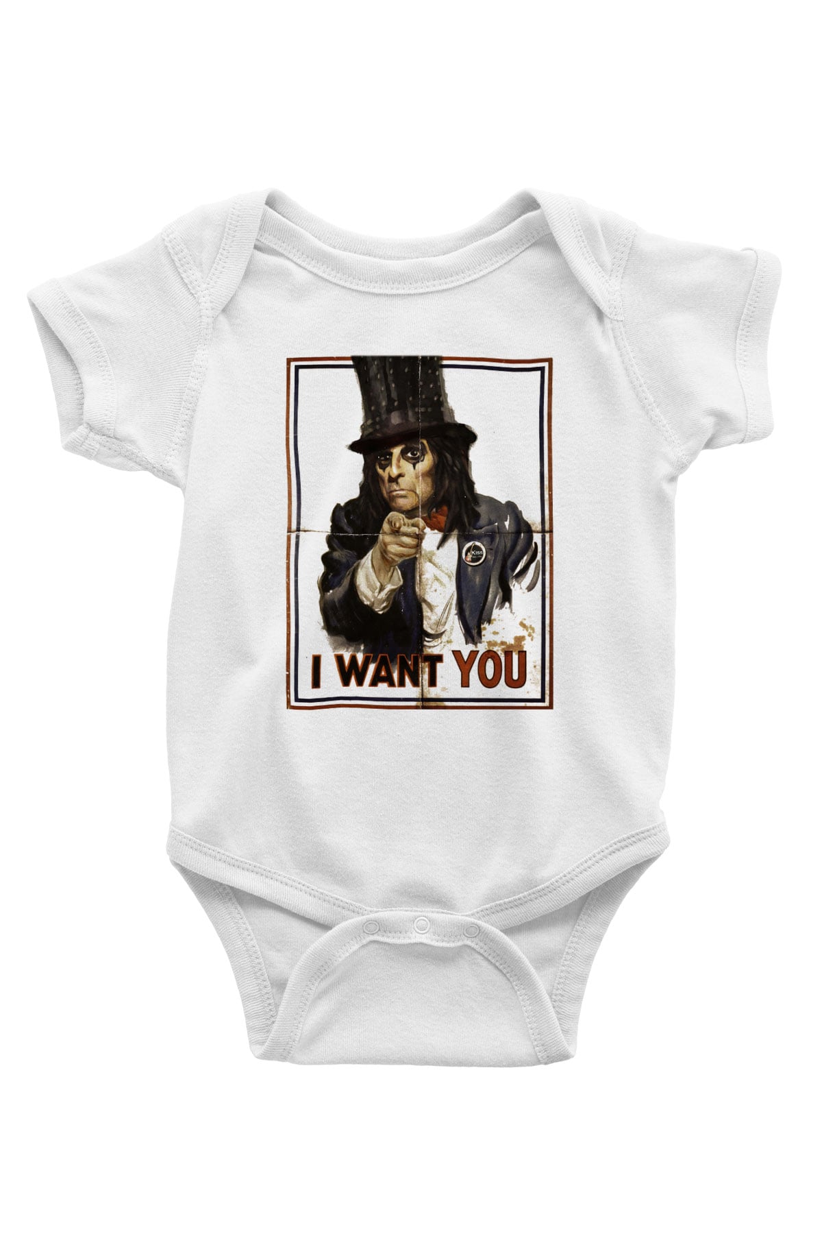 Alice Cooper Baskılı Beyaz Unisex Bebek Body - Zıbın