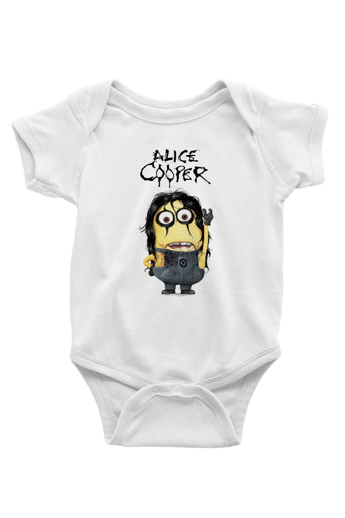 Alice Cooper Baskılı Beyaz Unisex Bebek Body - Zıbın
