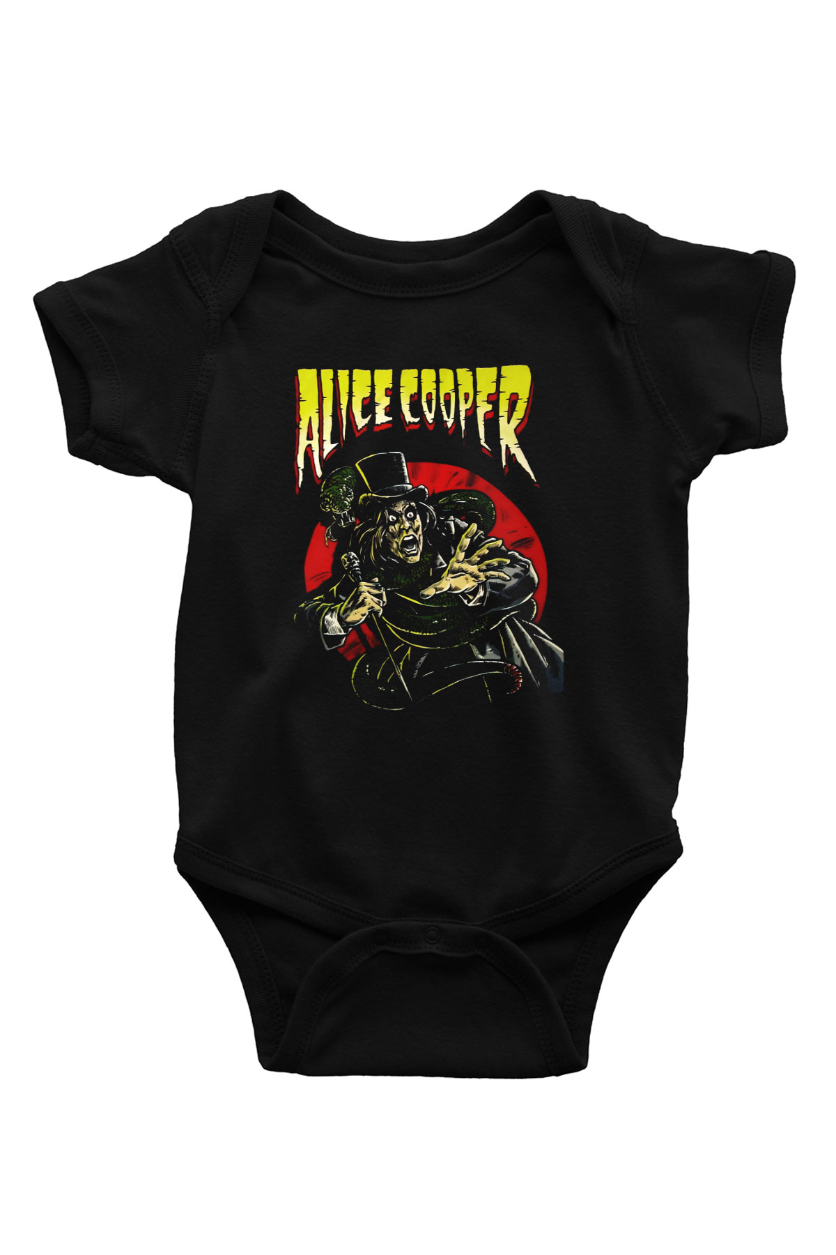 Alice Cooper Baskılı Siyah Bebek Body - Zıbın