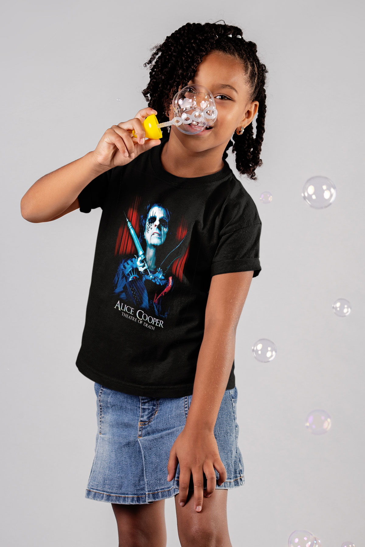 Alice Cooper Baskılı Siyah Unisex Çocuk Tişört