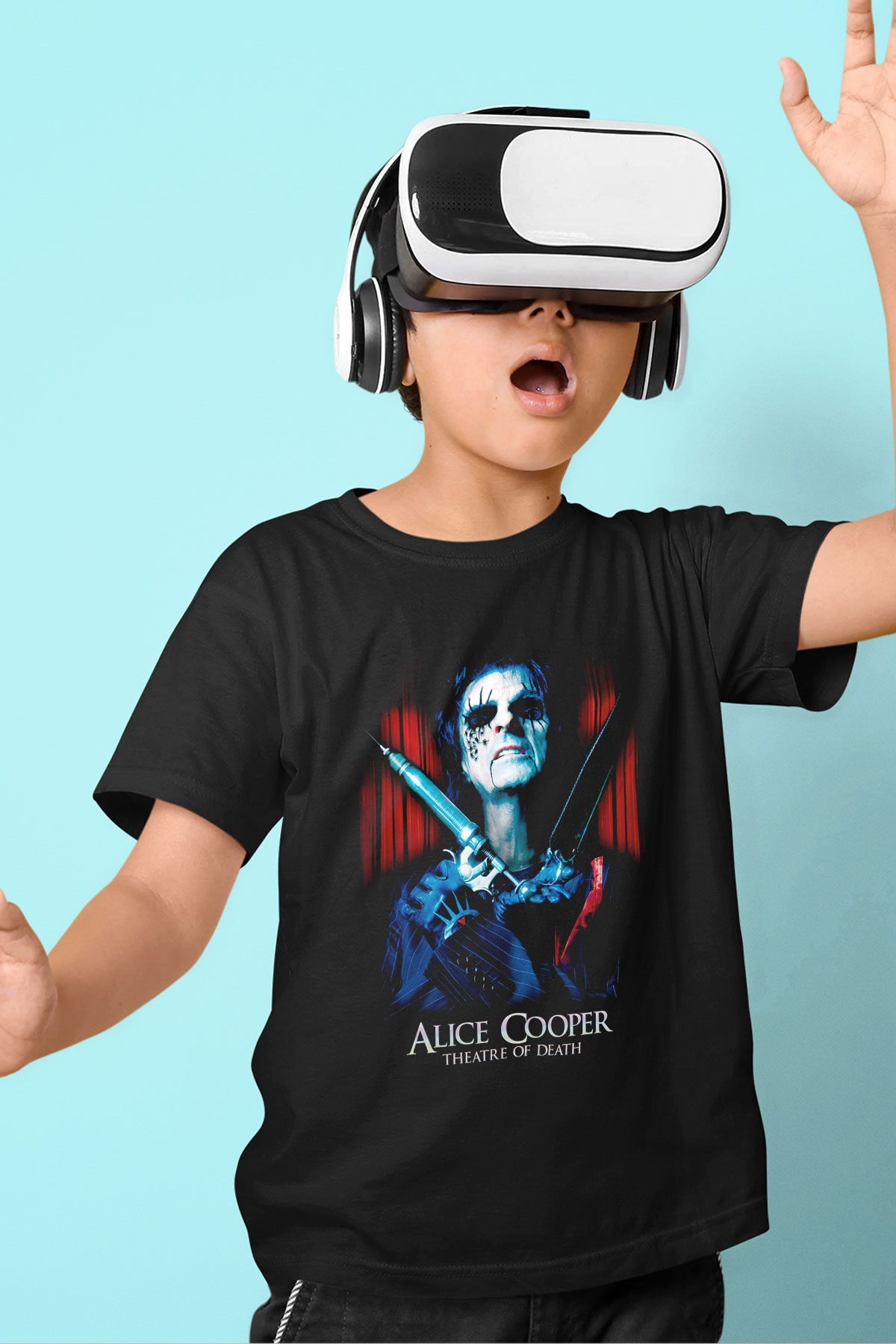 Alice Cooper Baskılı Siyah Unisex Çocuk Tişört