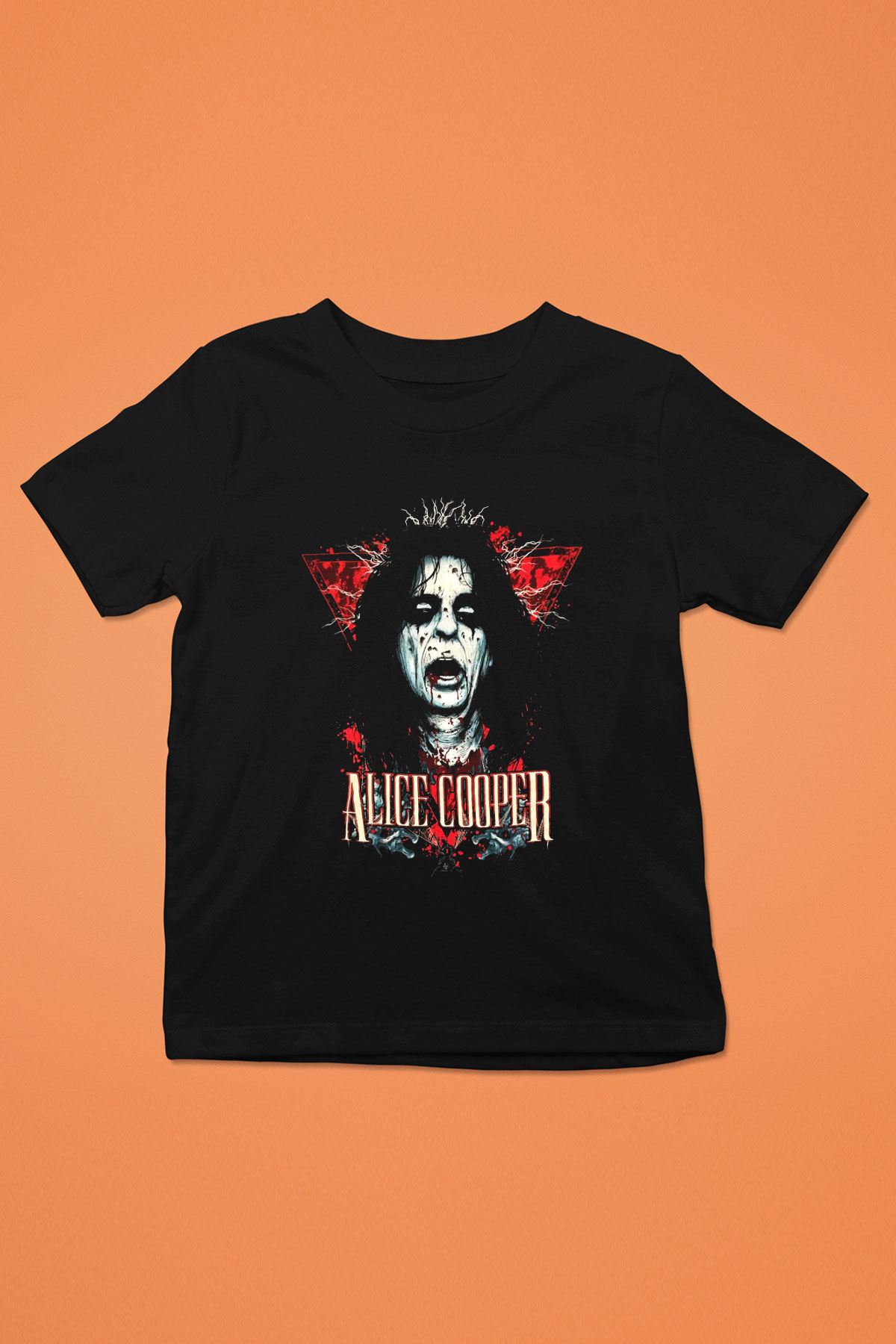 Alice Cooper Baskılı Siyah Unisex Çocuk Tişört