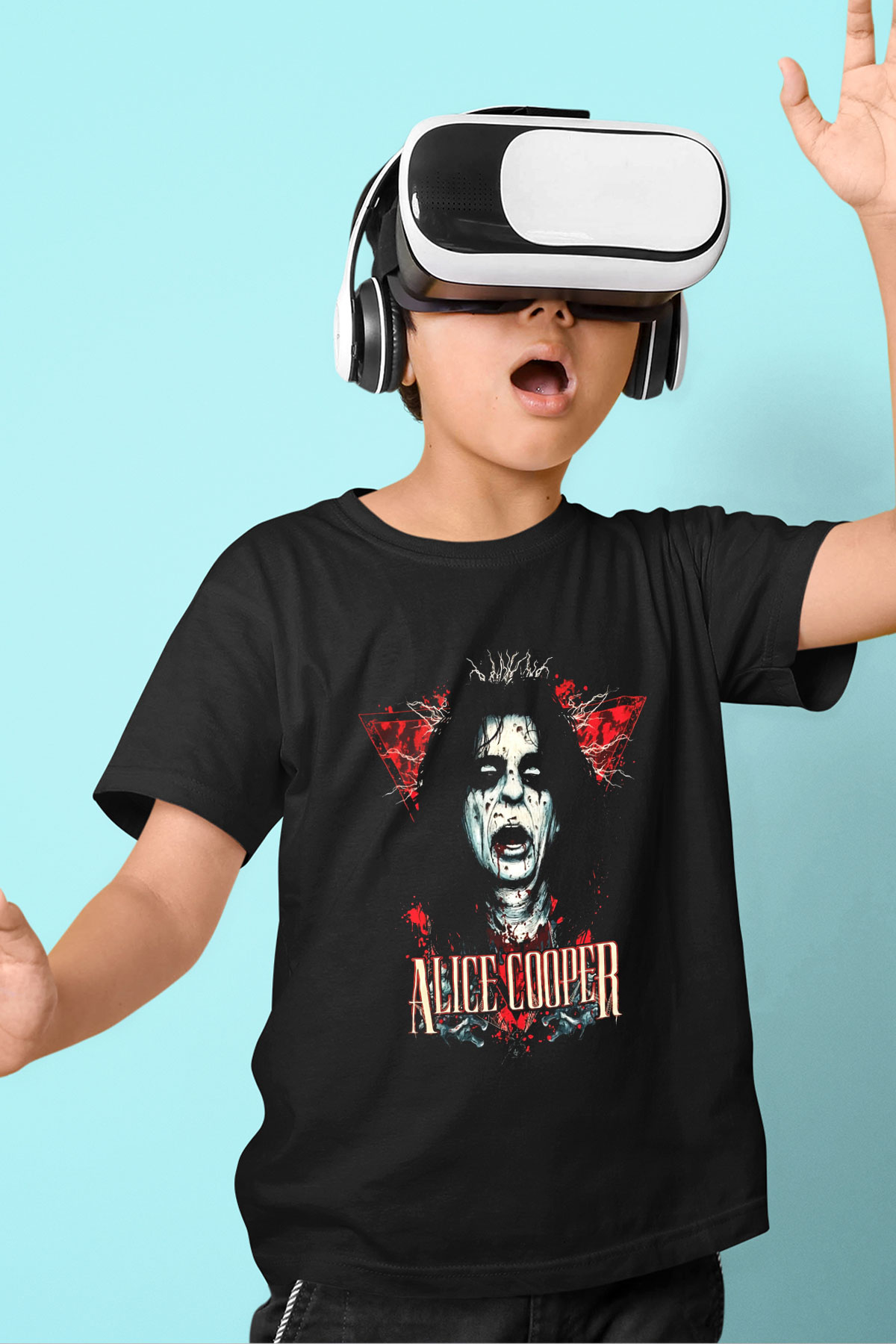 Alice Cooper Baskılı Siyah Unisex Çocuk Tişört