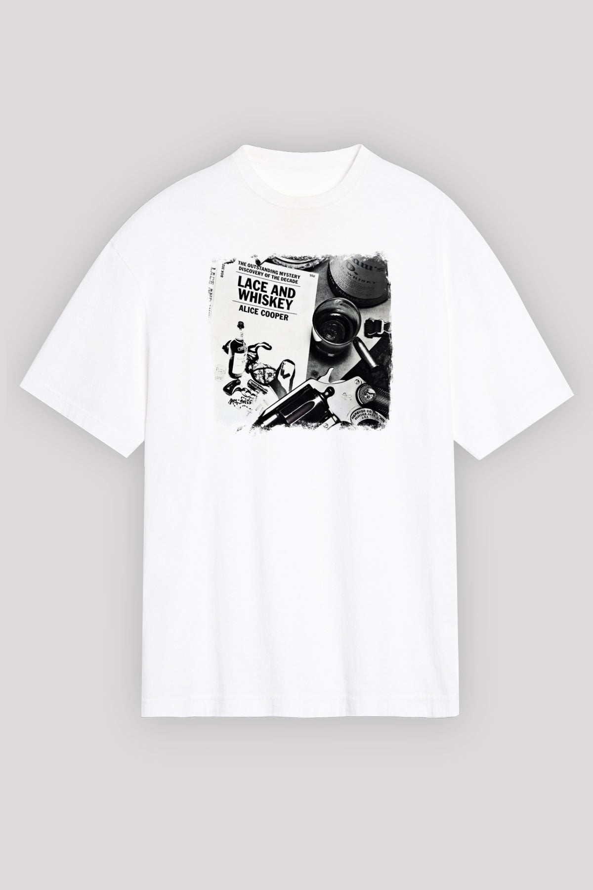 Alice Cooper Baskılı Unisex Beyaz Oversize Tişört