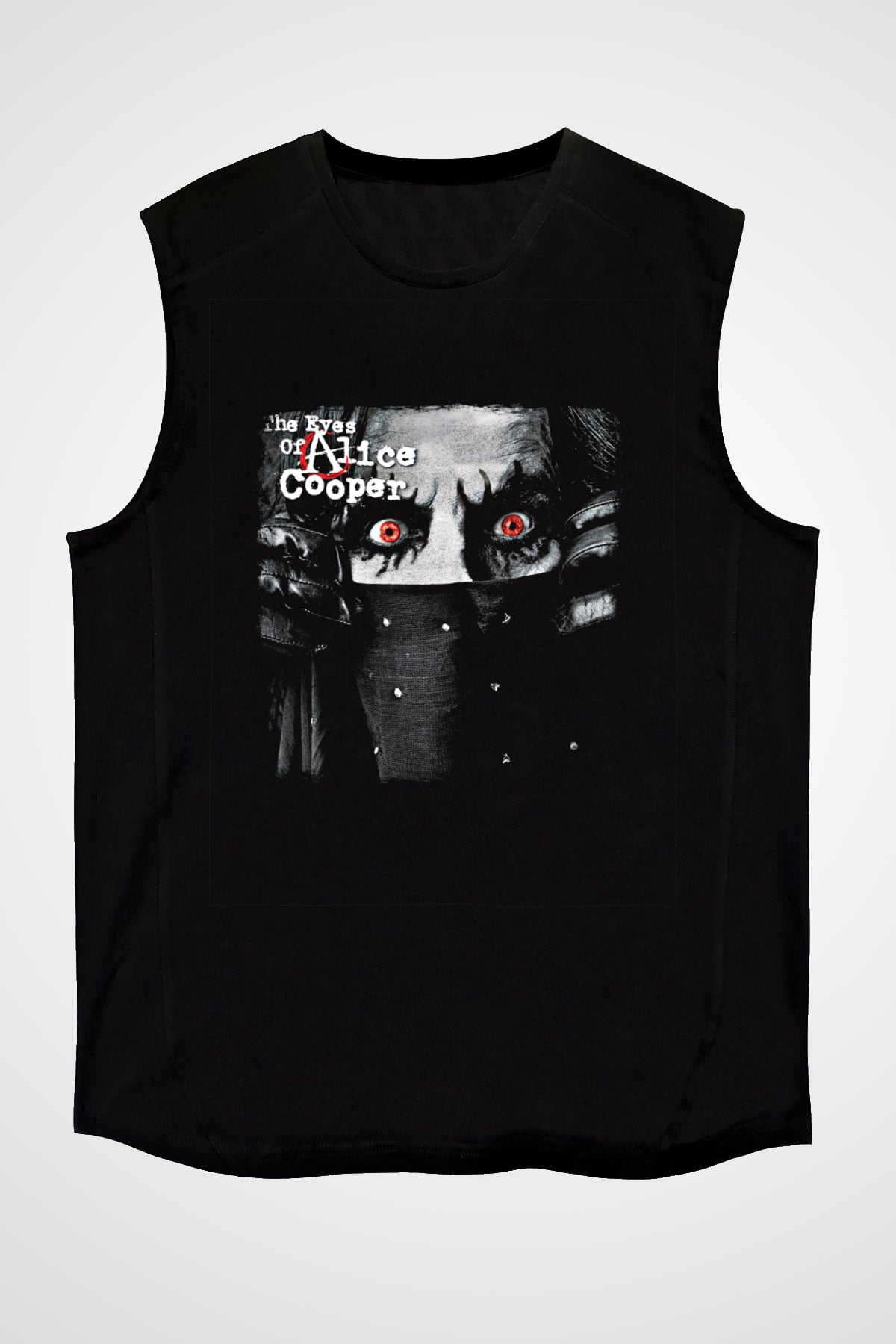 Alice Cooper Baskılı Unisex Siyah Kolsuz Tişört