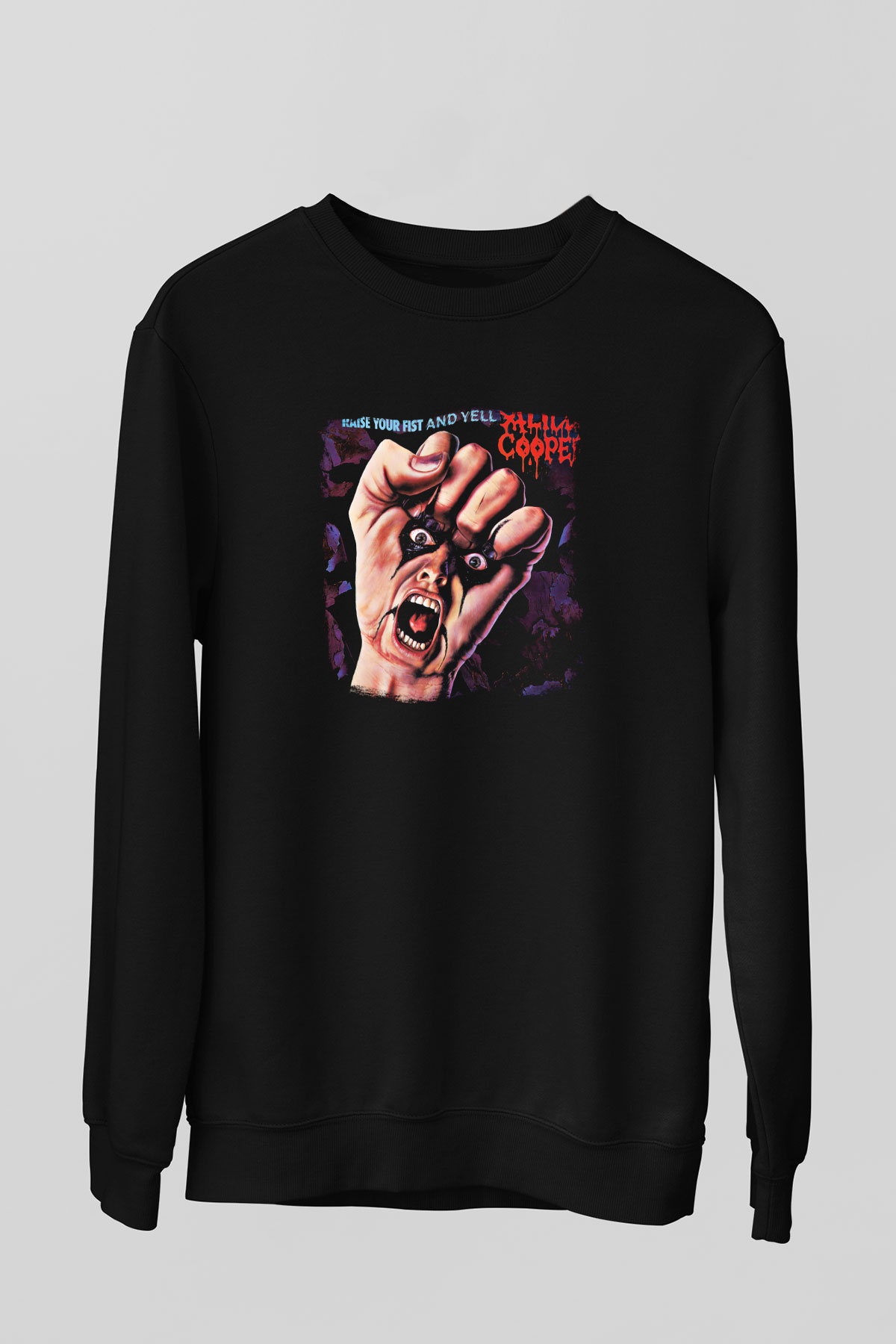 Alice Cooper Baskılı Unisex Siyah Sweatshirt