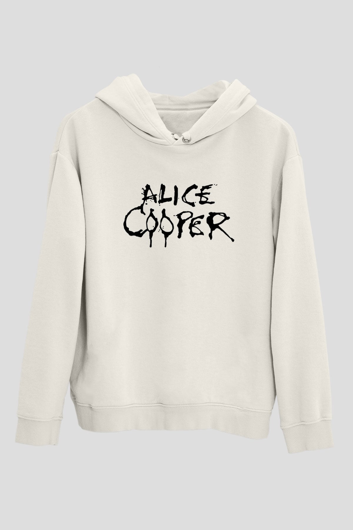Alice Cooper Beyaz Unisex Kapşonlu Sweatshirt