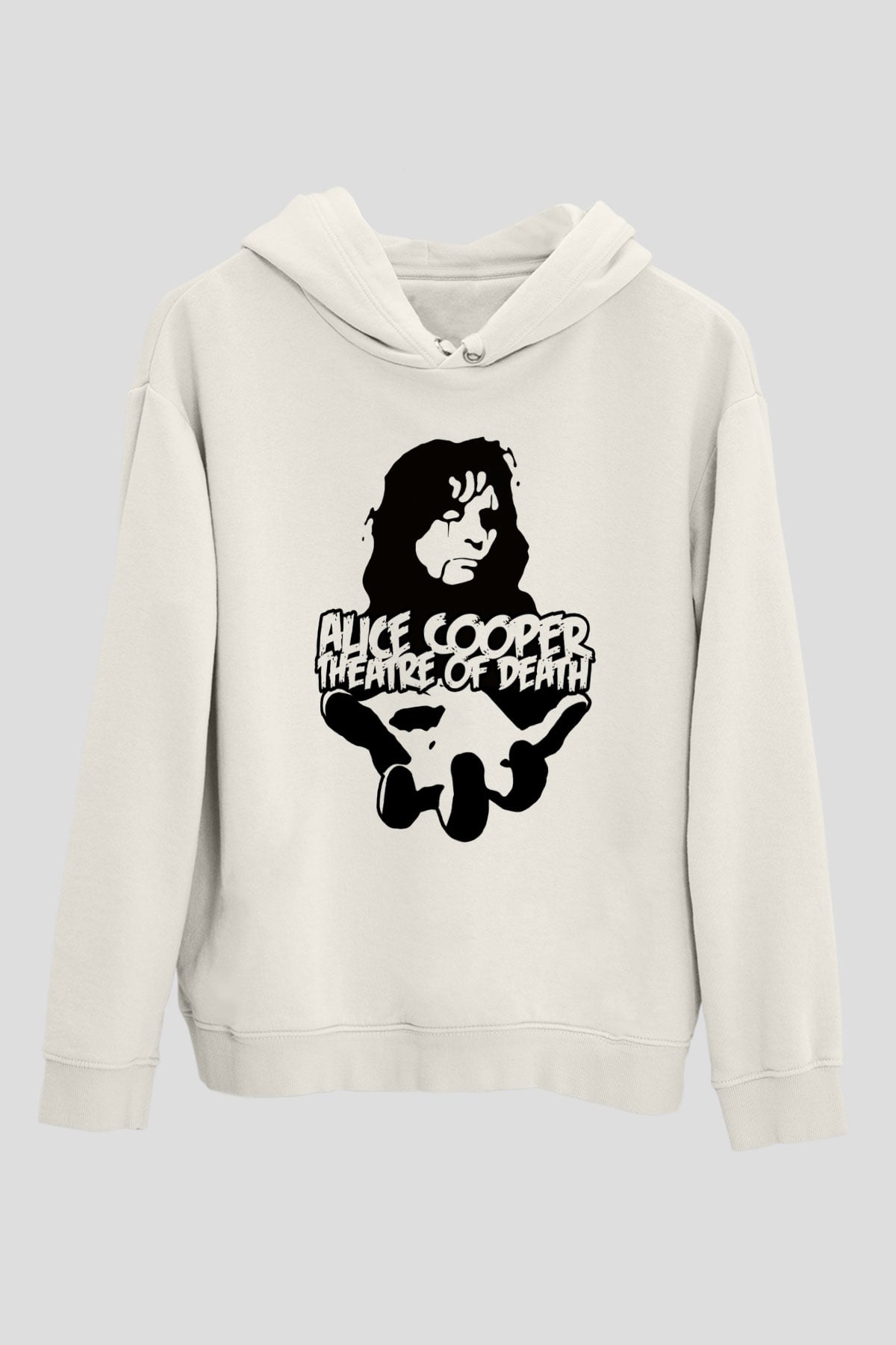 Alice Cooper Beyaz Unisex Kapşonlu Sweatshirt