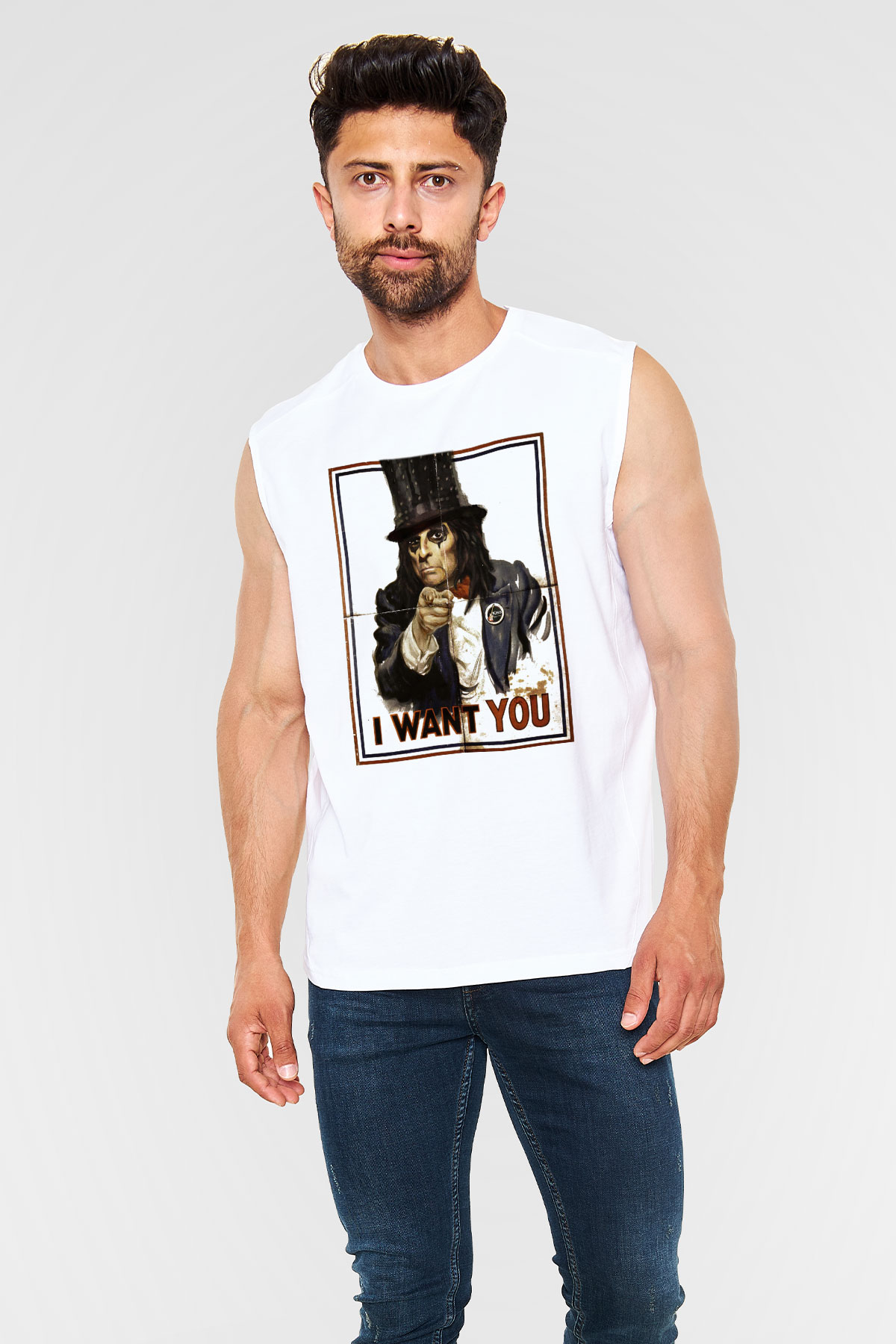 Alice Cooper Beyaz Unisex Kolsuz Tişört