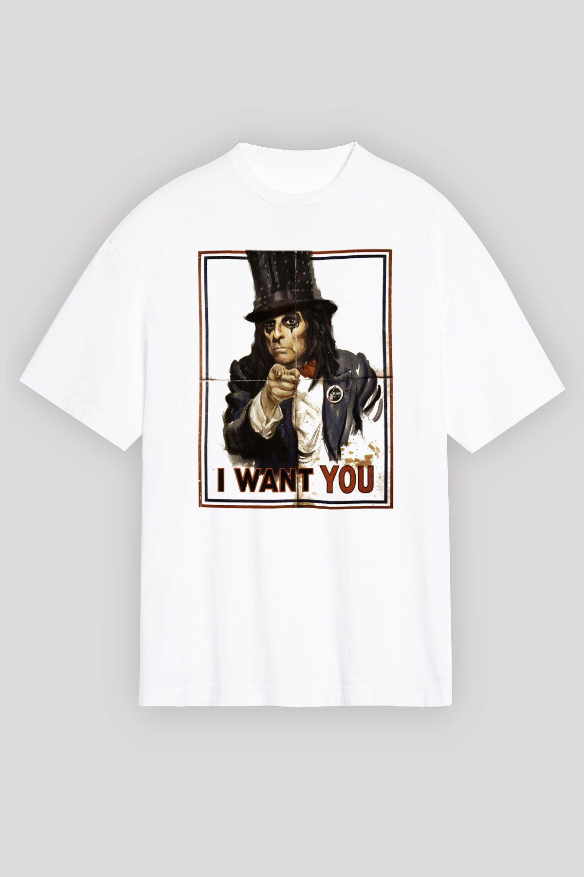 Alice Cooper Beyaz Unisex Oversize Tişört T-Shirt