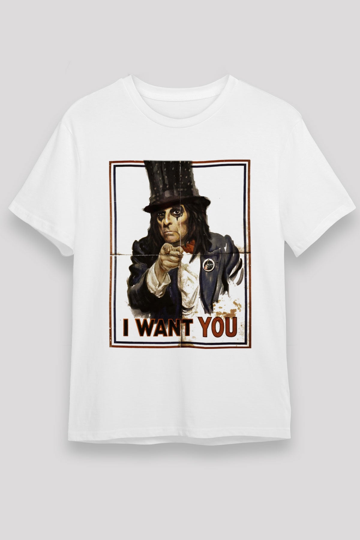 Alice Cooper Beyaz Unisex Tişört T-Shirt - TişörtFabrikası