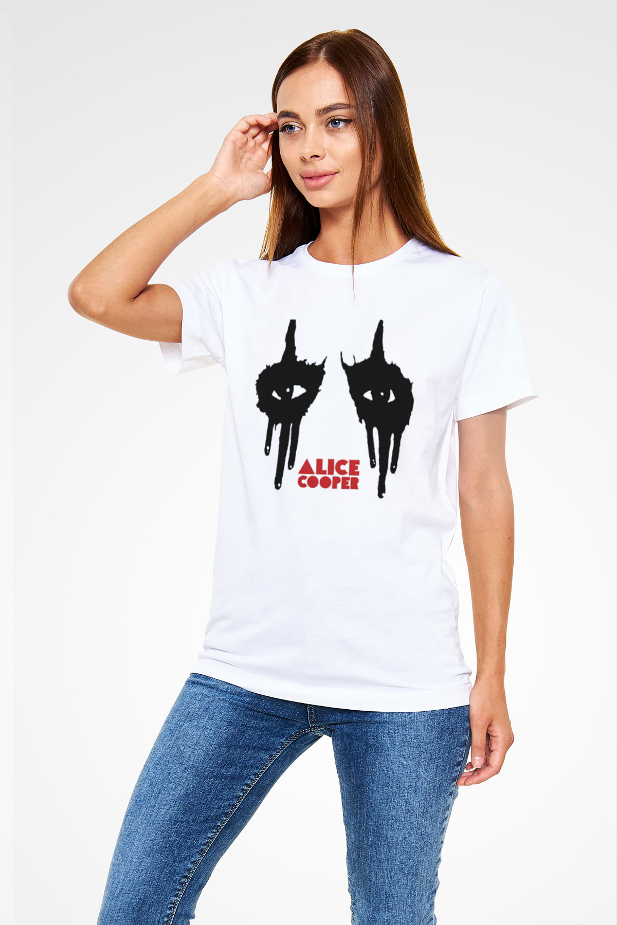Alice Cooper Beyaz Unisex Tişört T-Shirt - TişörtFabrikası