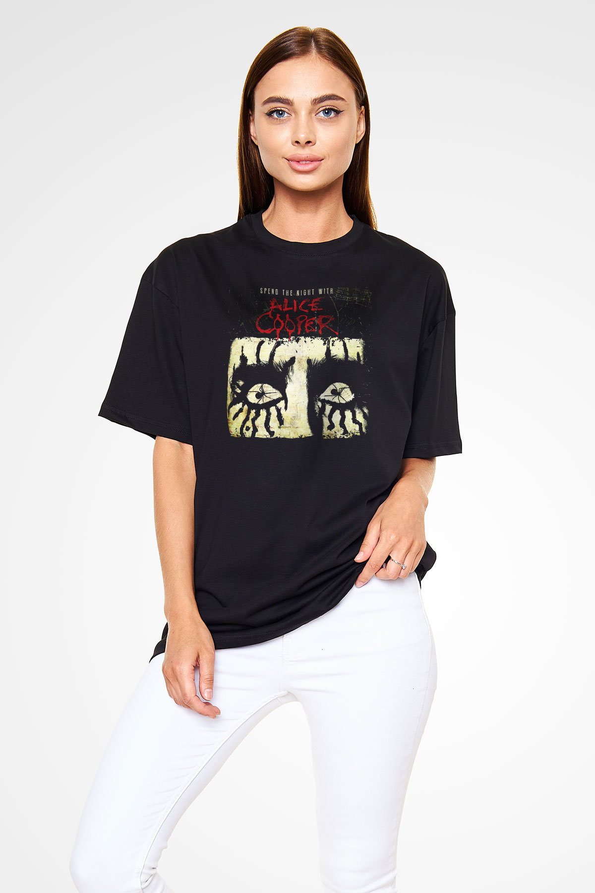 Alice Cooper Siyah Unisex Oversize Tişört T-Shirt