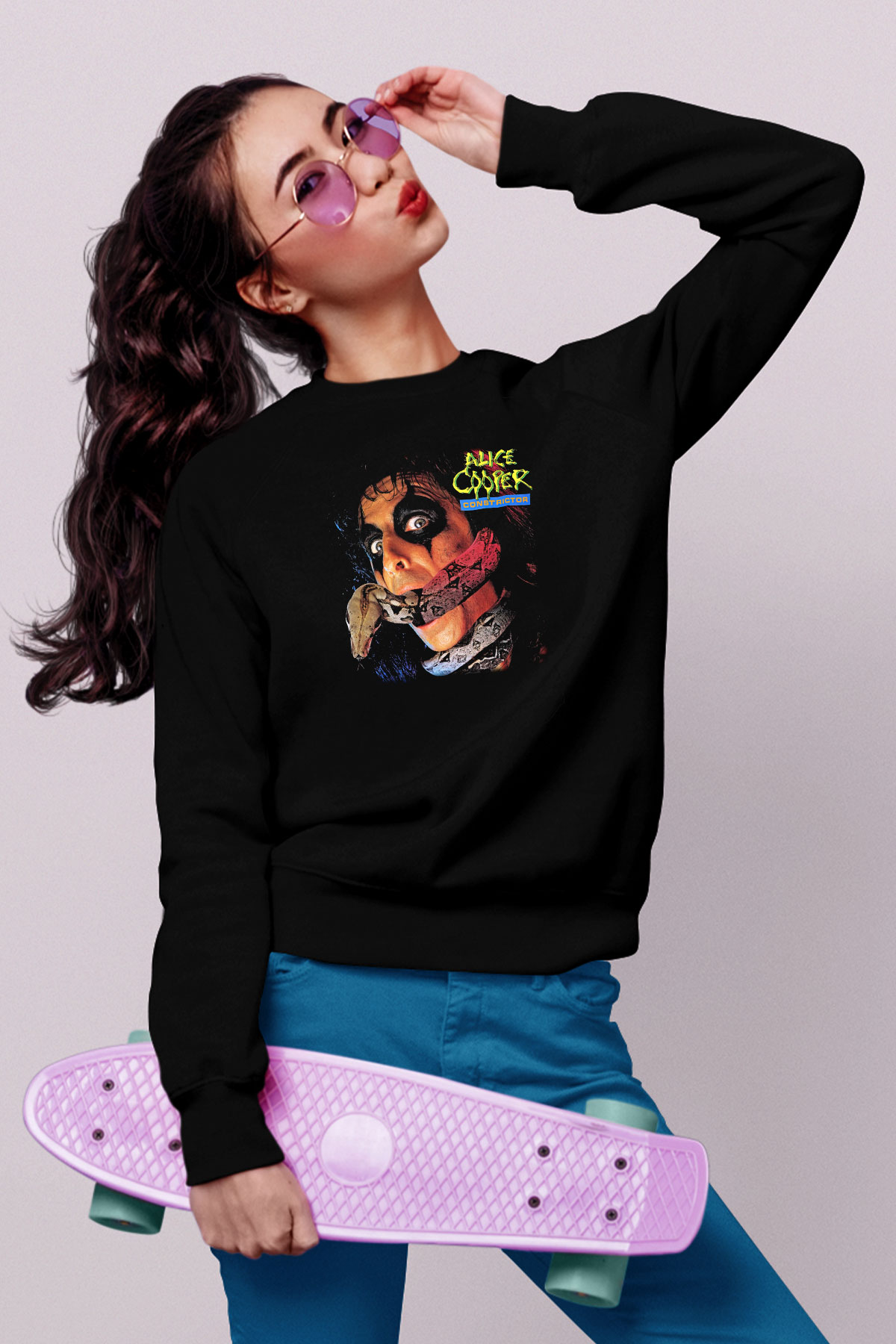 Alice Cooper Siyah Unisex Sweatshirt