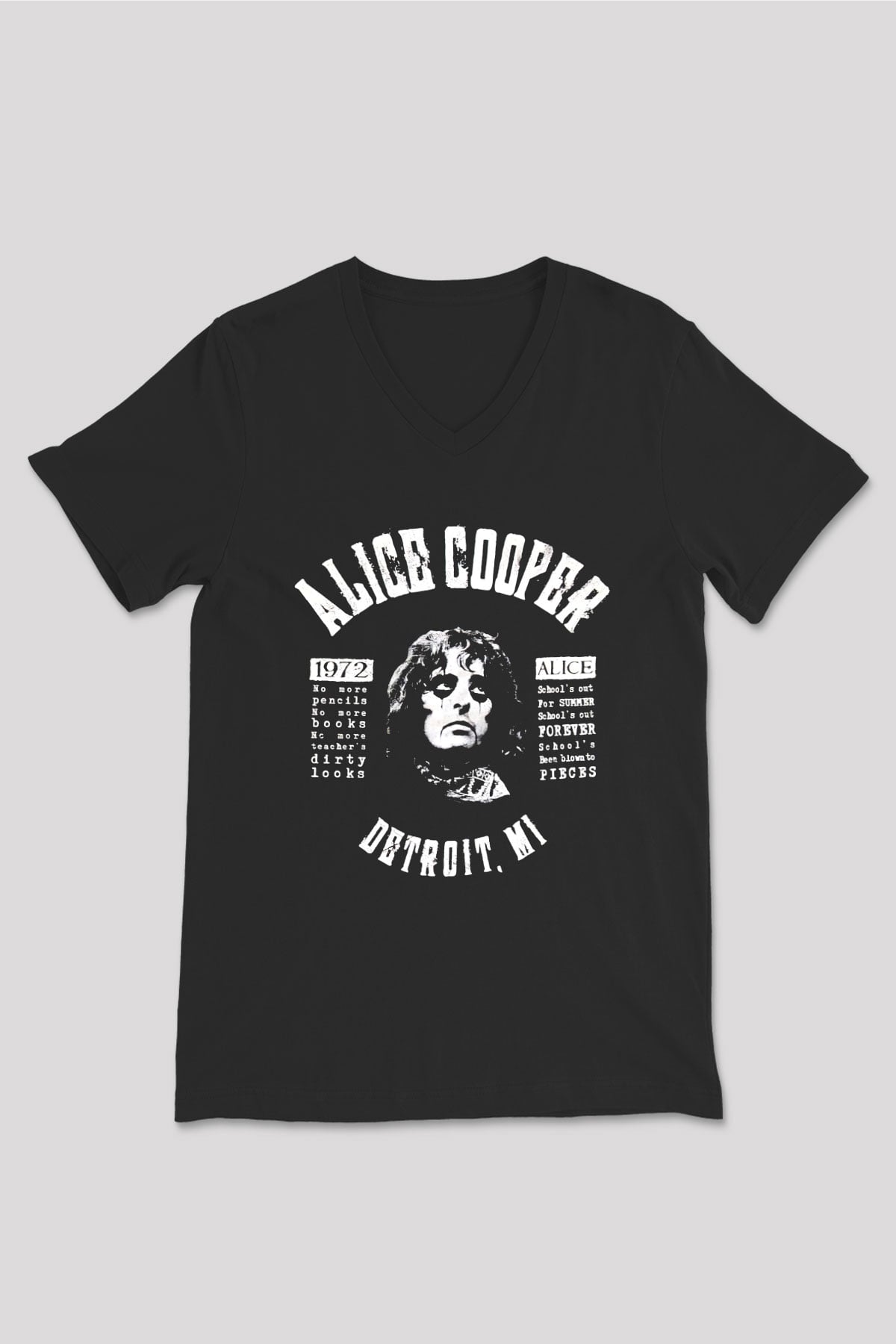 Alice Cooper Siyah Unisex V Yaka Tişört T-Shirt