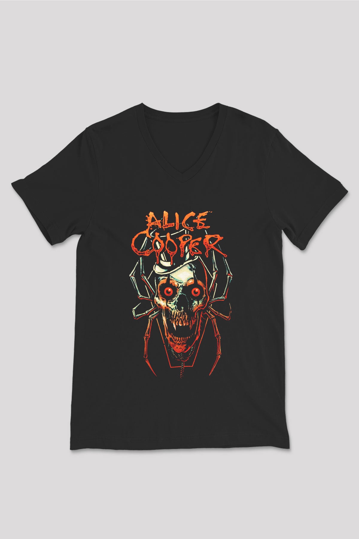 Alice Cooper Siyah Unisex V Yaka Tişört T-Shirt