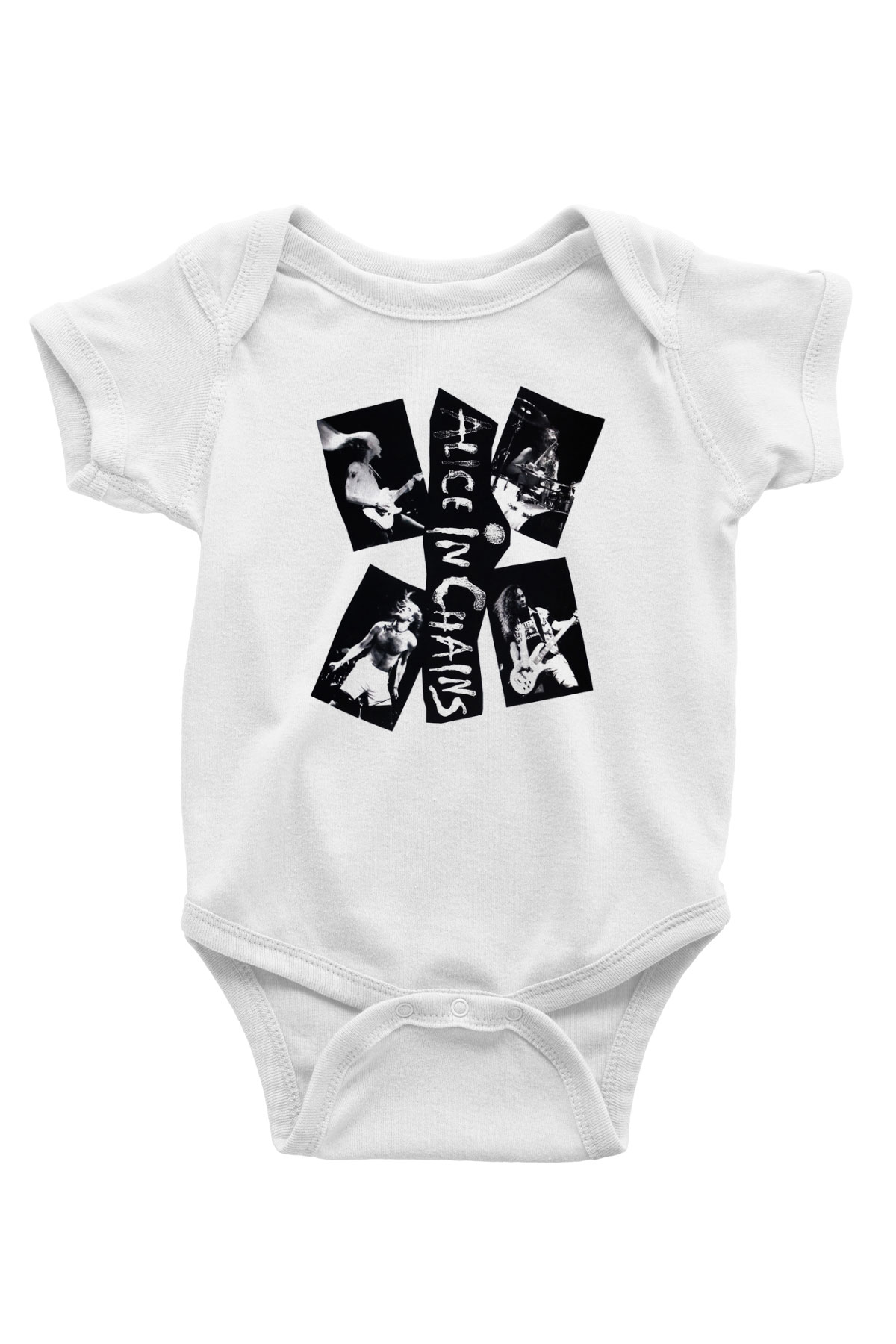 Alice in Chains Baskılı Beyaz Unisex Bebek Body - Zıbın