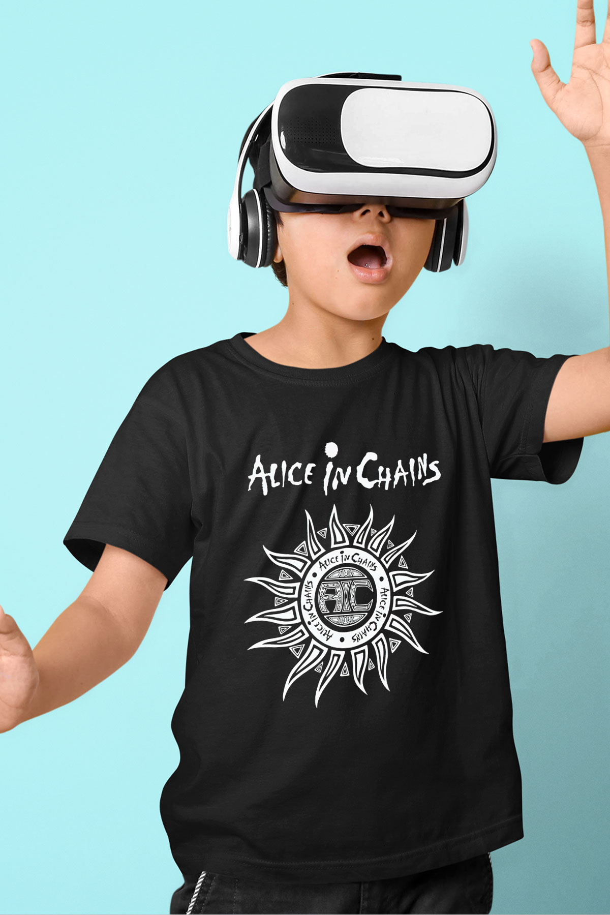 Alice in Chains Baskılı Siyah Unisex Çocuk Tişört