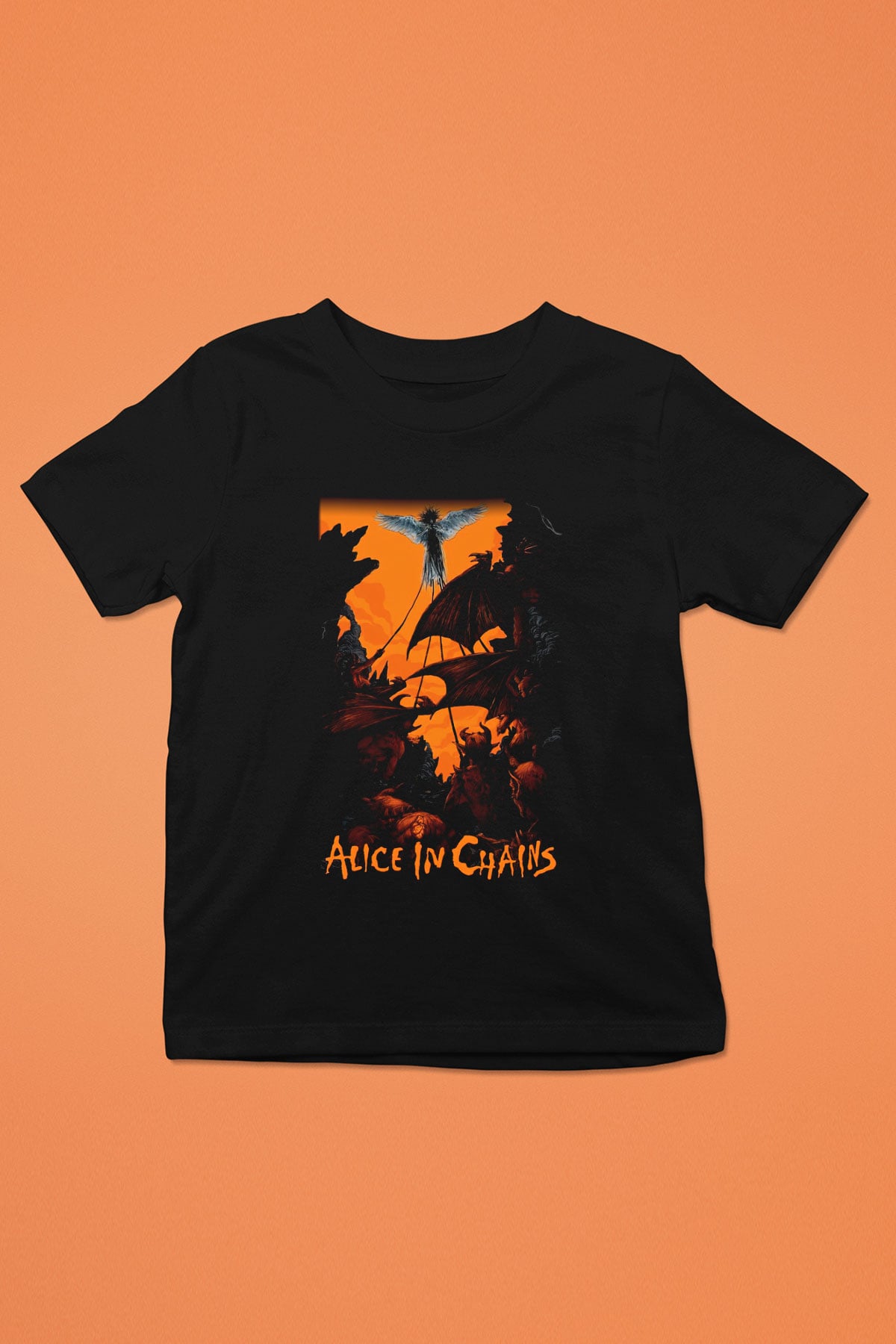 Alice in Chains Baskılı Siyah Unisex Çocuk Tişört