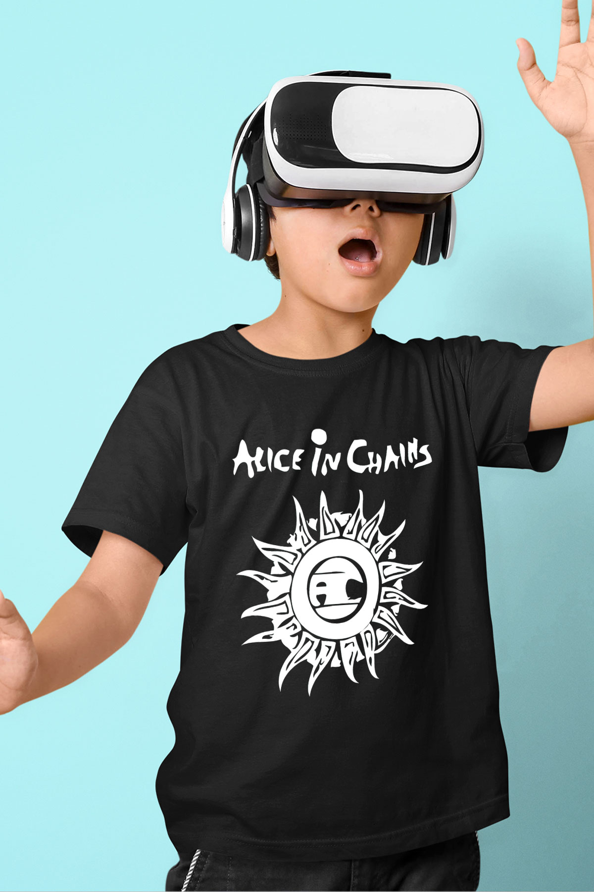 Alice in Chains Baskılı Siyah Unisex Çocuk Tişört