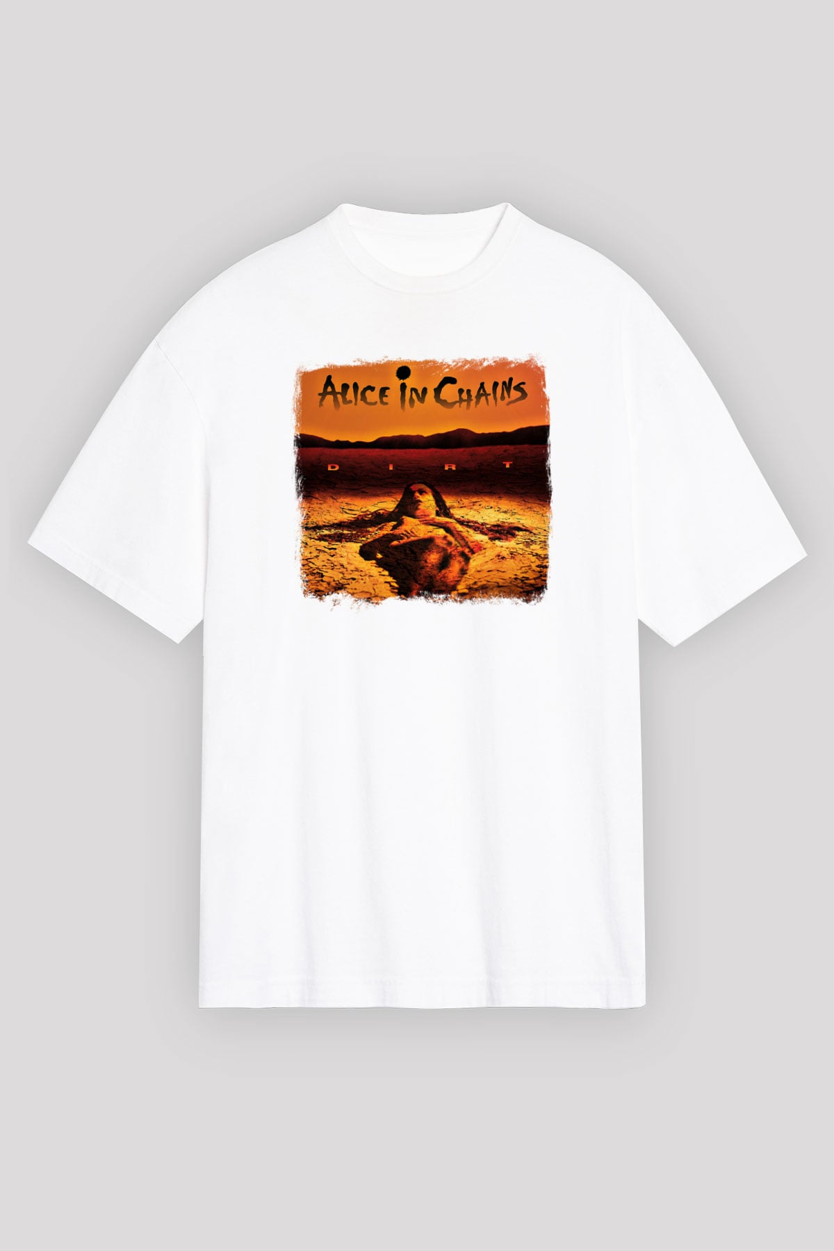 Alice in Chains Baskılı Unisex Beyaz Oversize Tişört