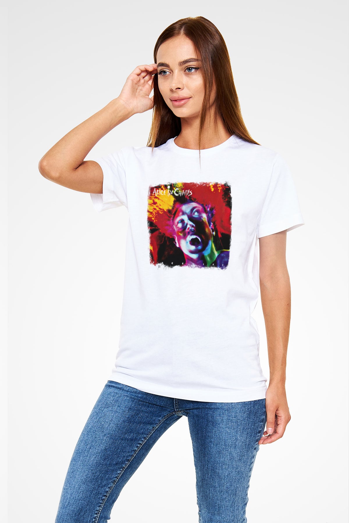 Alice in Chains Baskılı Unisex Beyaz Tişört