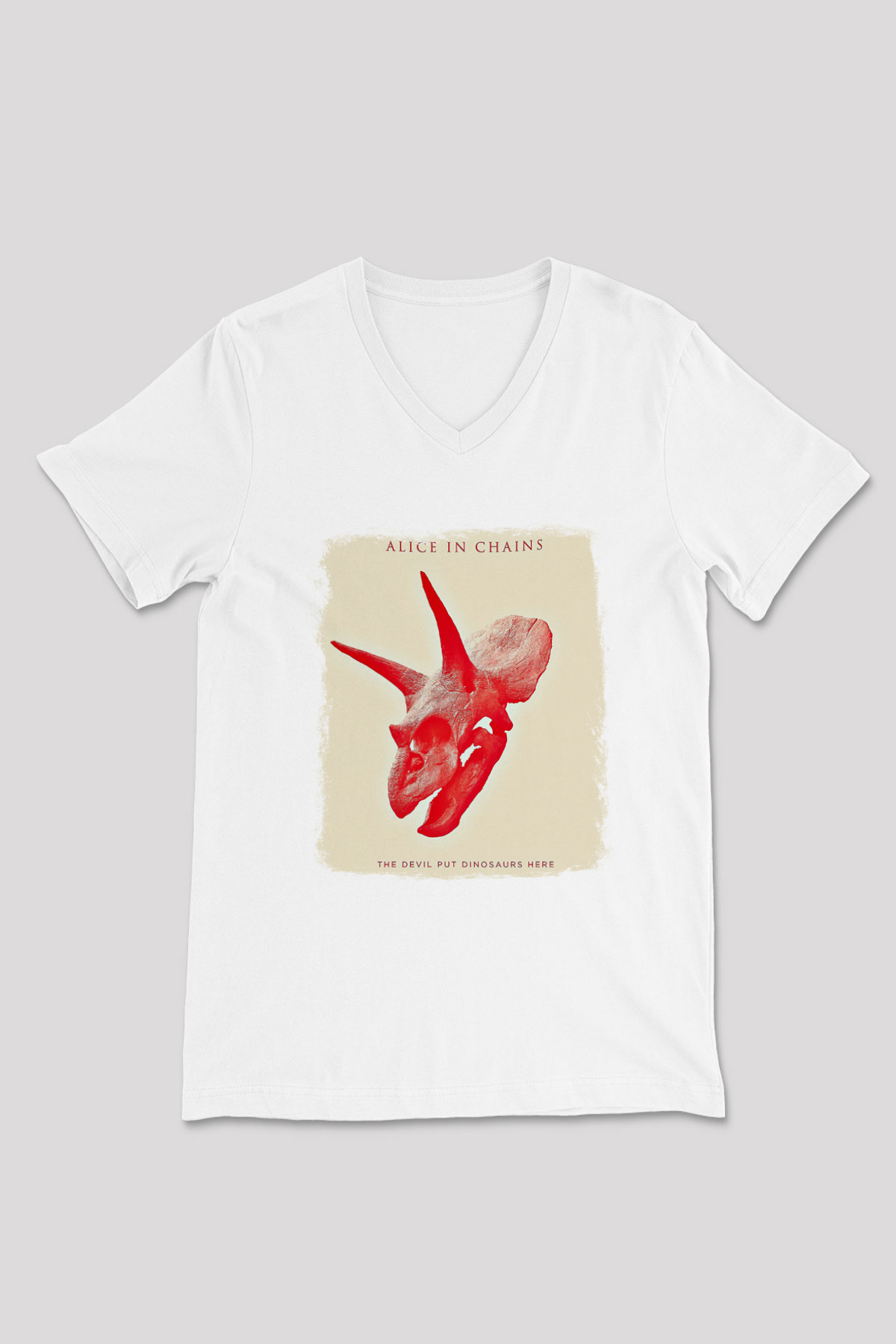 Alice in Chains Baskılı Unisex Beyaz V Yaka Tişört