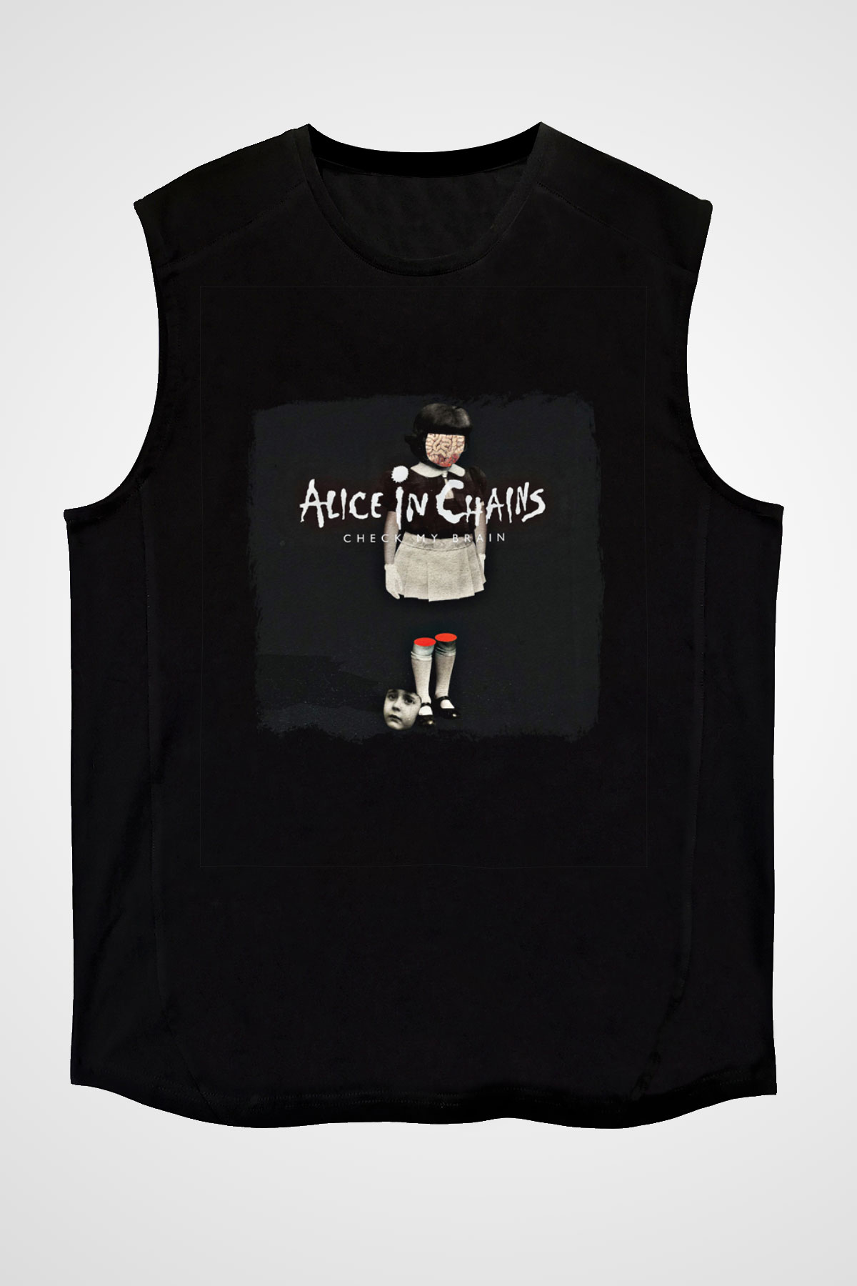 Alice in Chains Baskılı Unisex Siyah Kolsuz Tişört