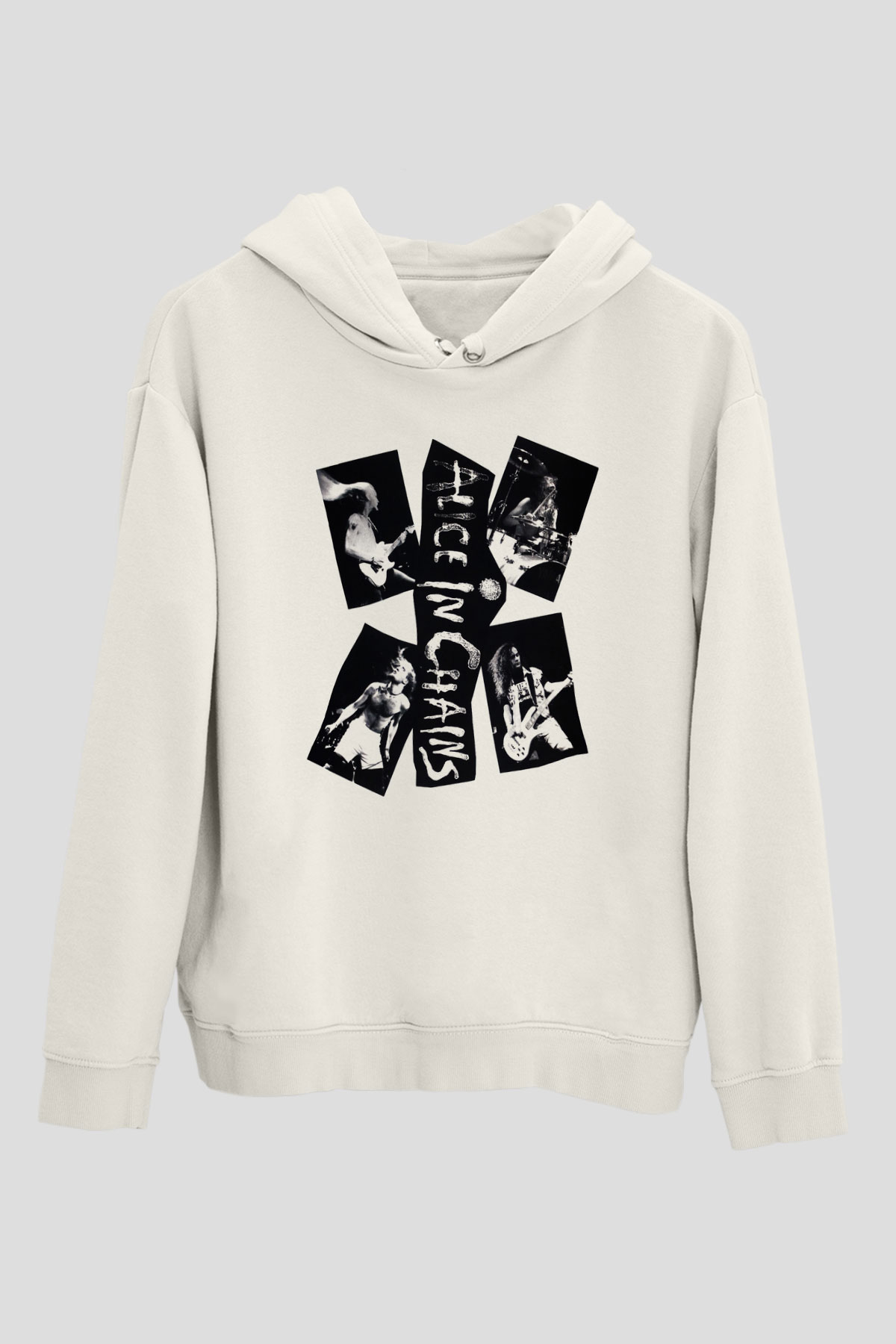 Alice in Chains Beyaz Unisex Kapşonlu Sweatshirt