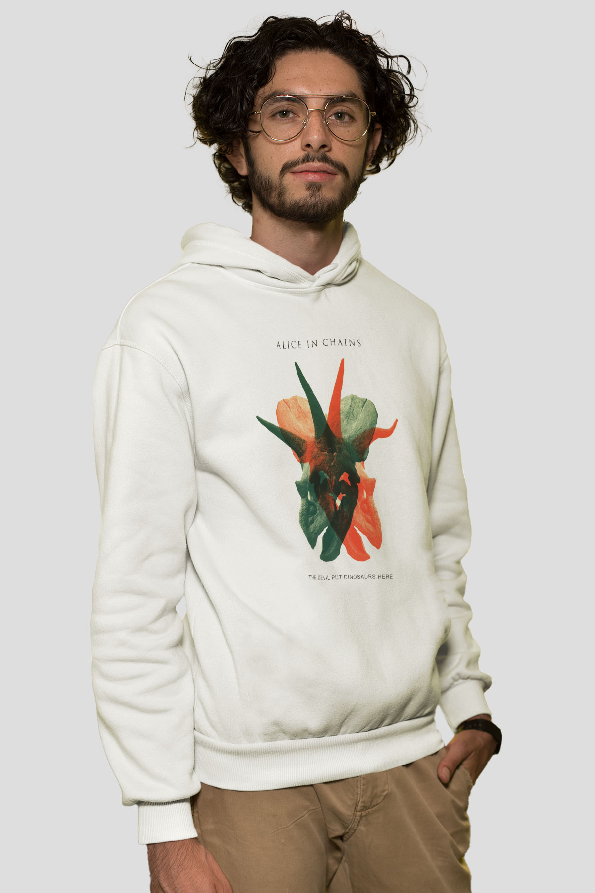 Alice in Chains Beyaz Unisex Kapşonlu Sweatshirt