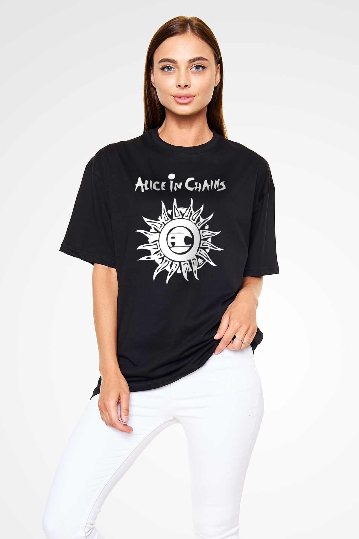 Alice in Chains Siyah Unisex Oversize Tişört T-Shirt