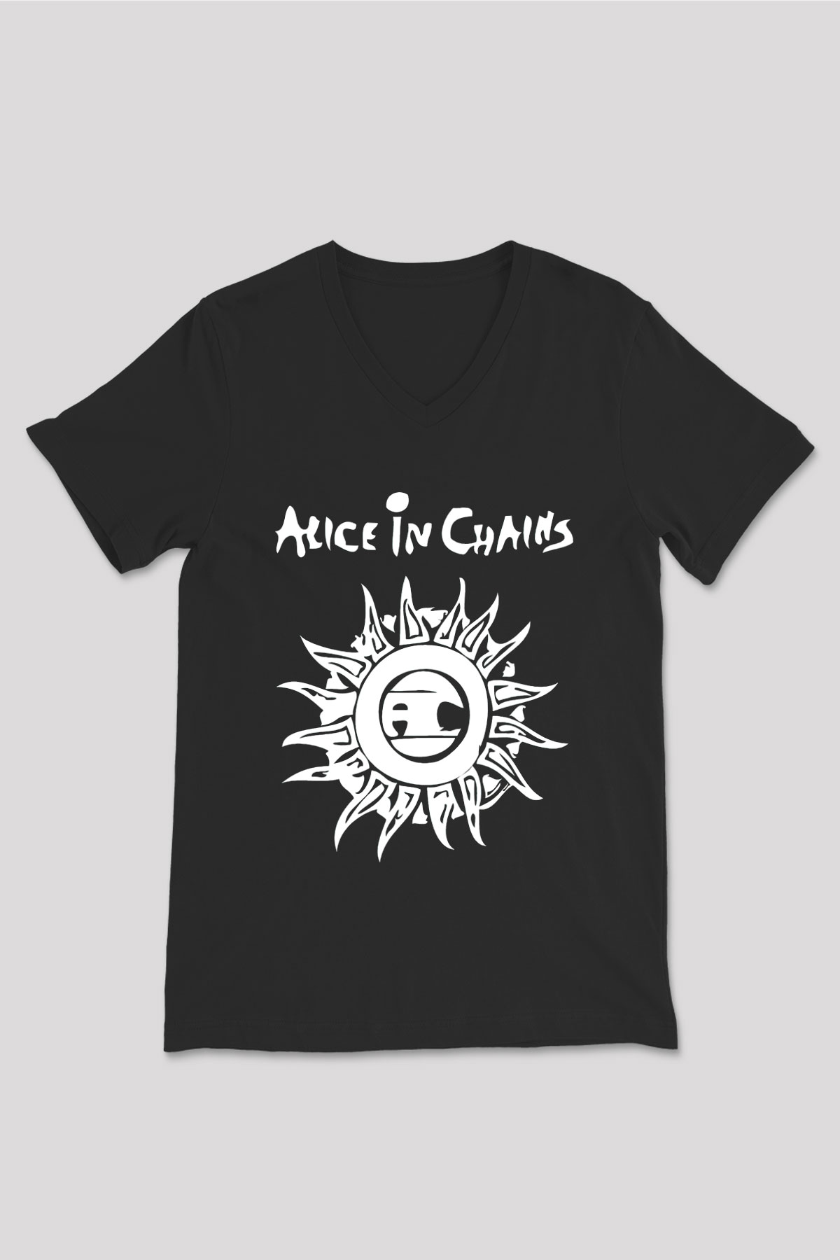 Alice in Chains Siyah Unisex V Yaka Tişört T-Shirt