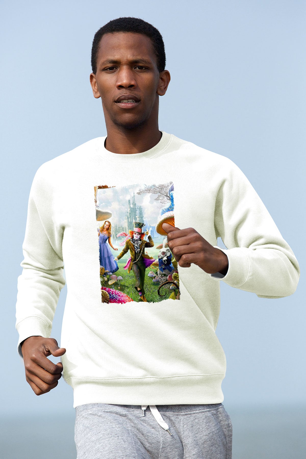 Alice in Wonderland Beyaz Unisex Sweatshirt