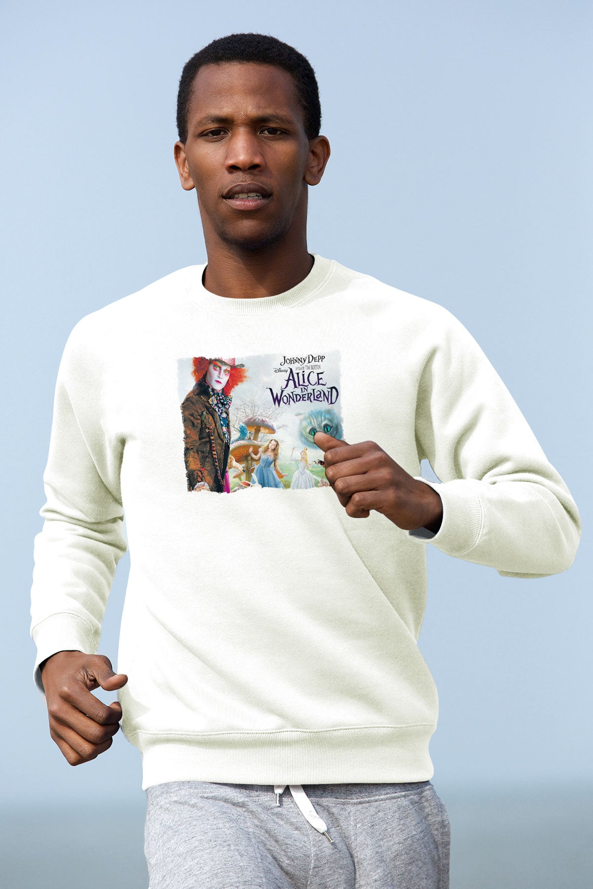 Alice in Wonderland Beyaz Unisex Sweatshirt