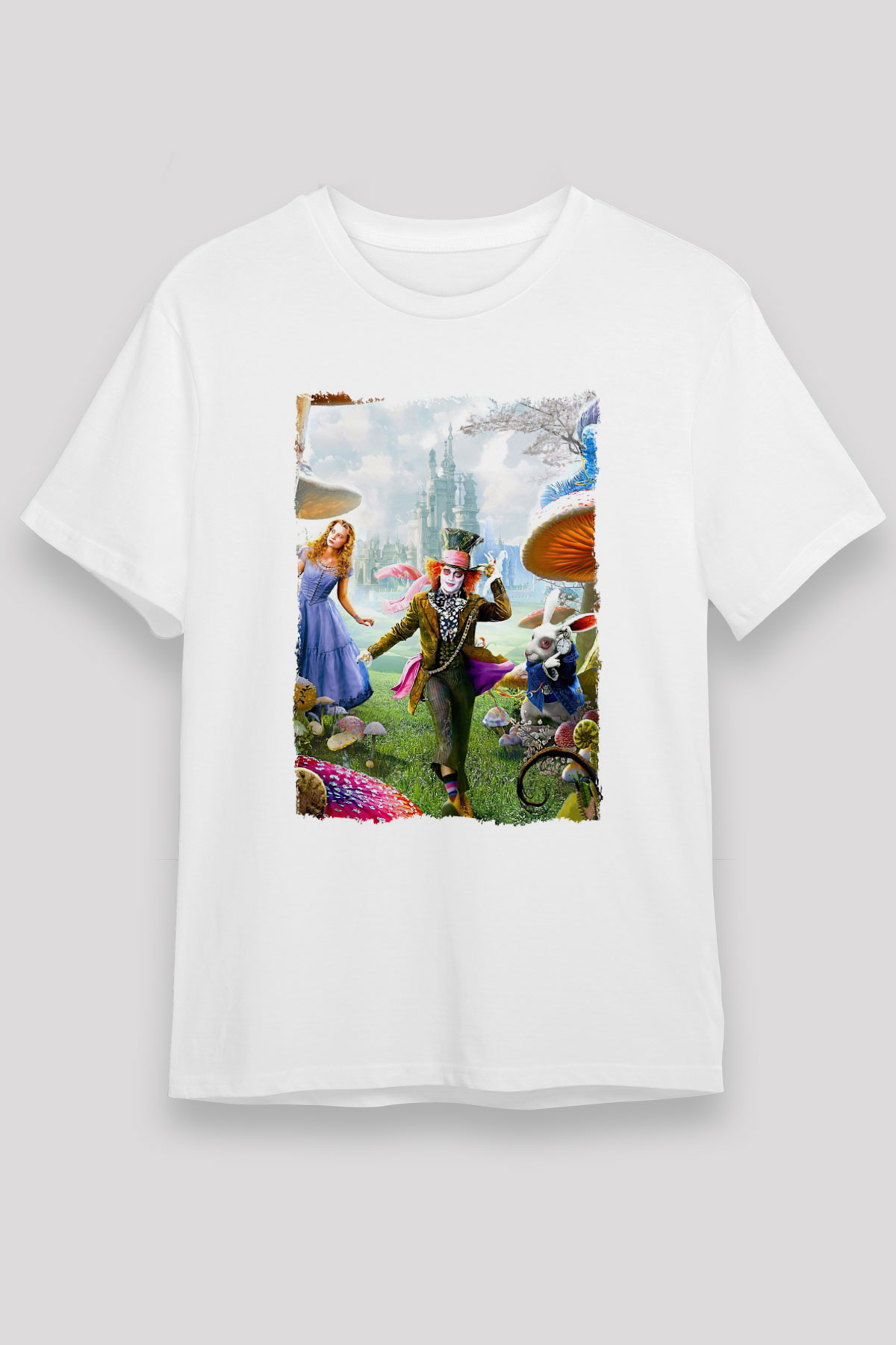 Alice in Wonderland Beyaz Unisex Tişört T-Shirt