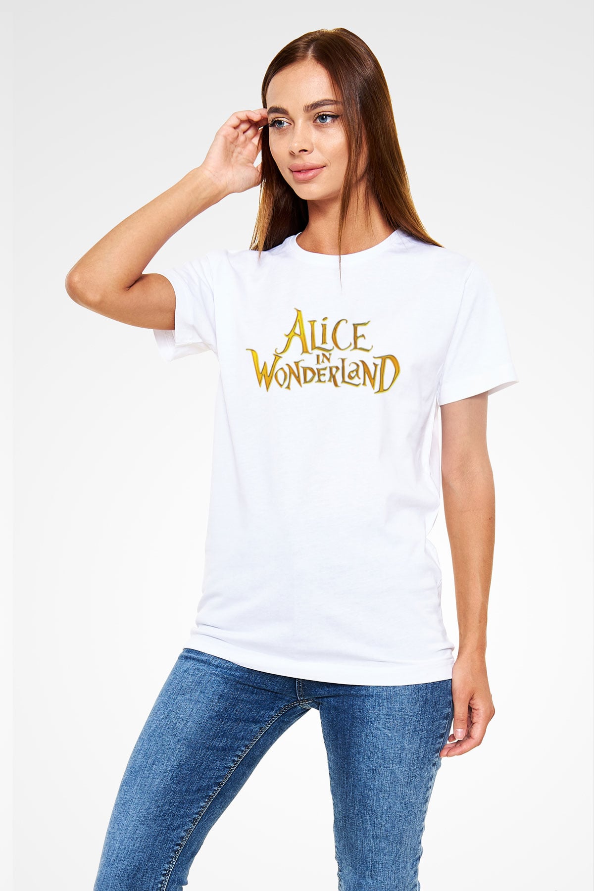 Alice in Wonderland Beyaz Unisex Tişört T-Shirt