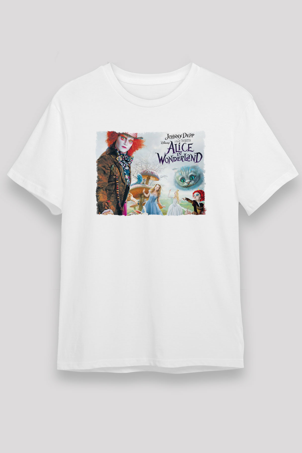 Alice in Wonderland Beyaz Unisex Tişört T-Shirt