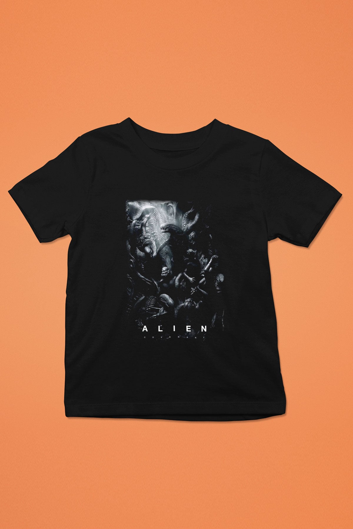 Alien Baskılı Siyah Unisex Çocuk Tişört