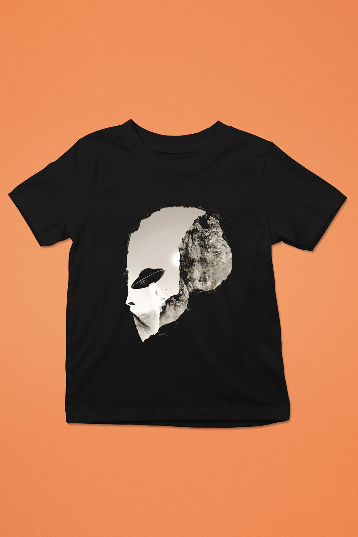 Alien Baskılı Siyah Unisex Çocuk Tişört
