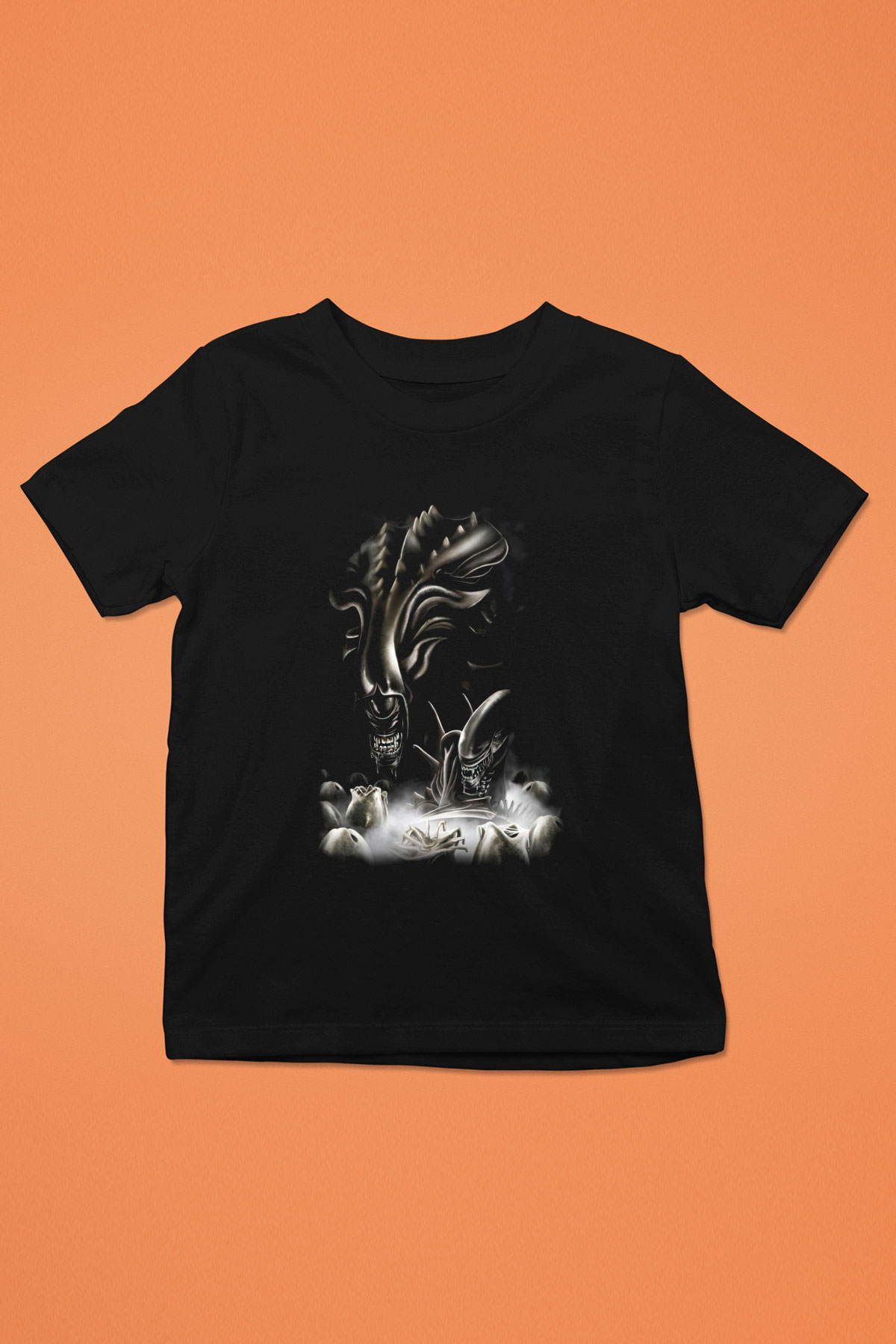 Alien Baskılı Siyah Unisex Çocuk Tişört