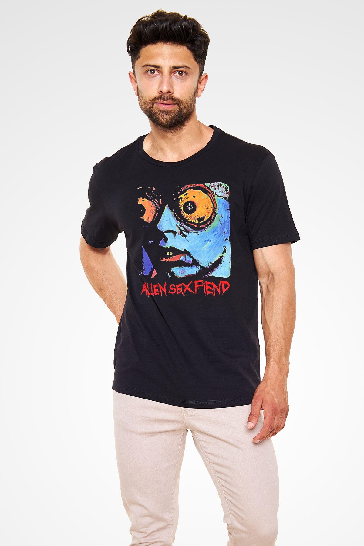Alien Sex Fiend Baskılı Unisex Siyah Tişört - Tshirt