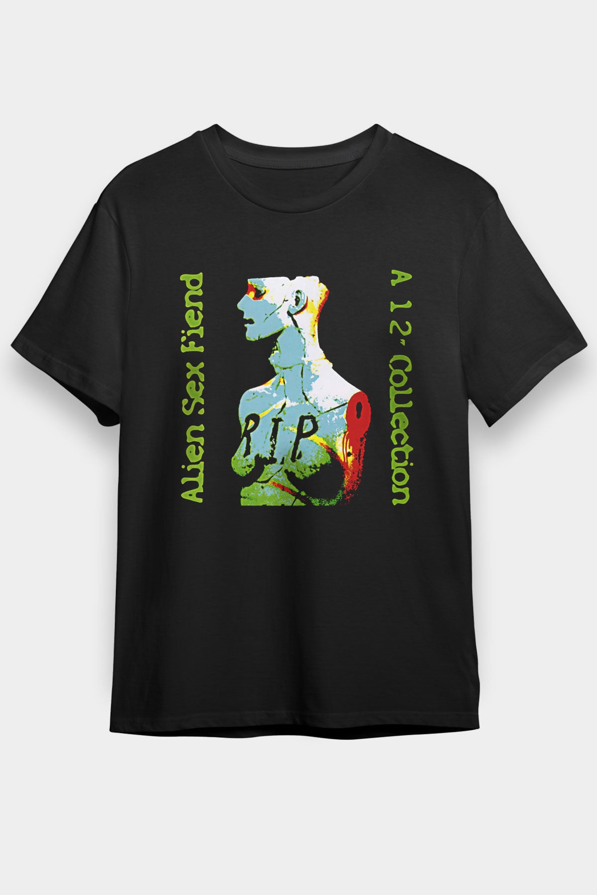 Alien Sex Fiend Baskılı Unisex Siyah Tişört - Tshirt