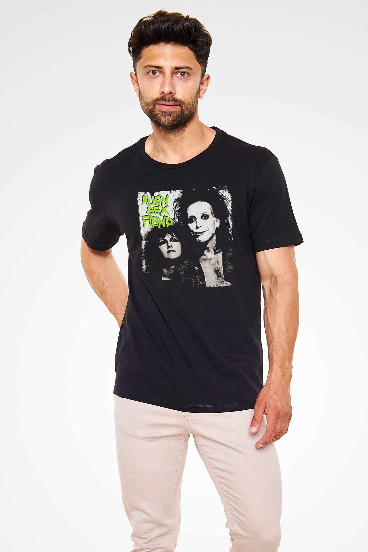 Alien Sex Fiend Baskılı Unisex Siyah Tişört - Tshirt