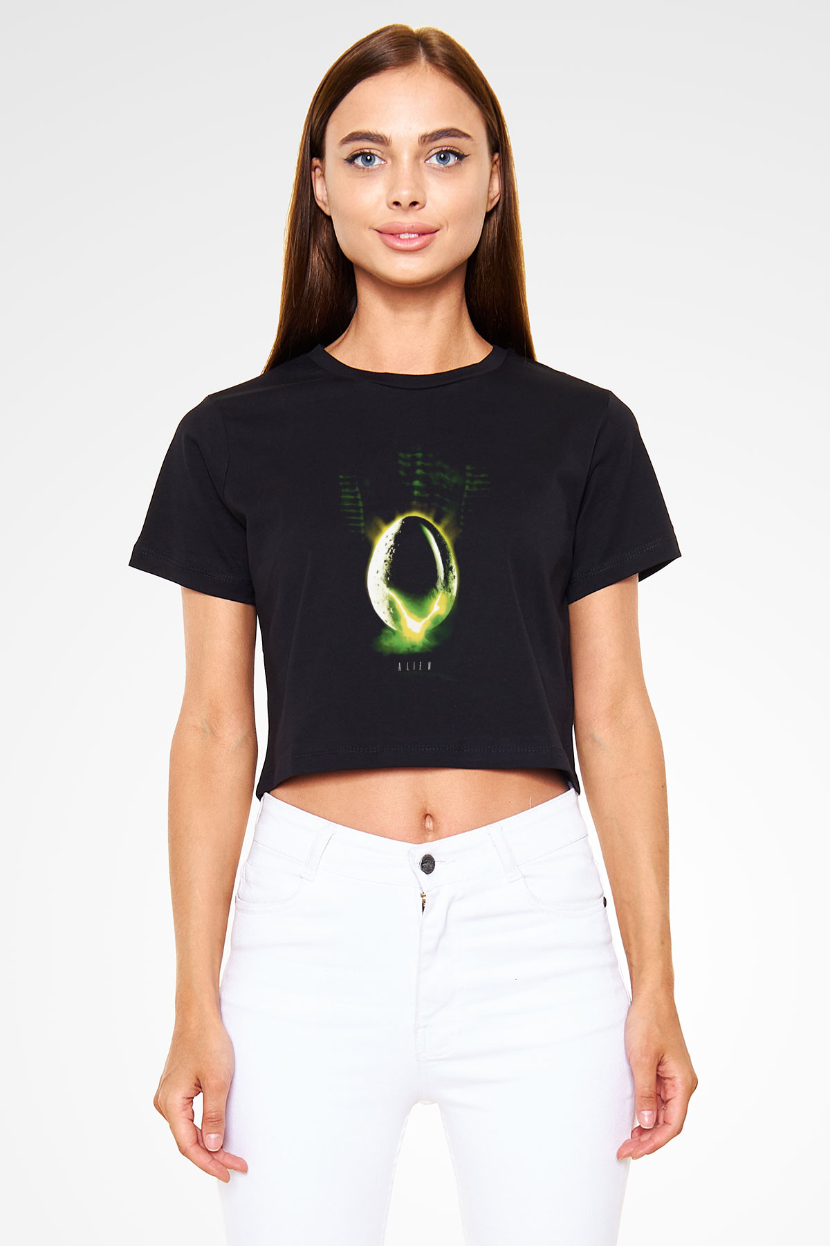 Alien Siyah   Crop Top Tişört