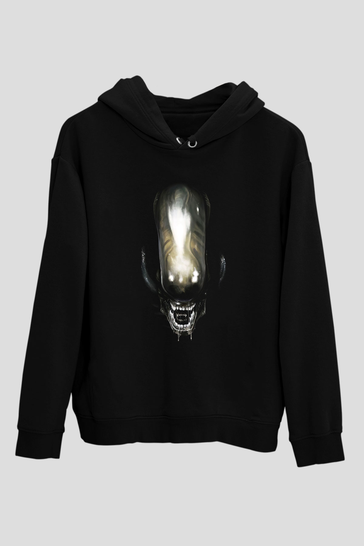 Alien Siyah Unisex Kapşonlu Sweatshirt