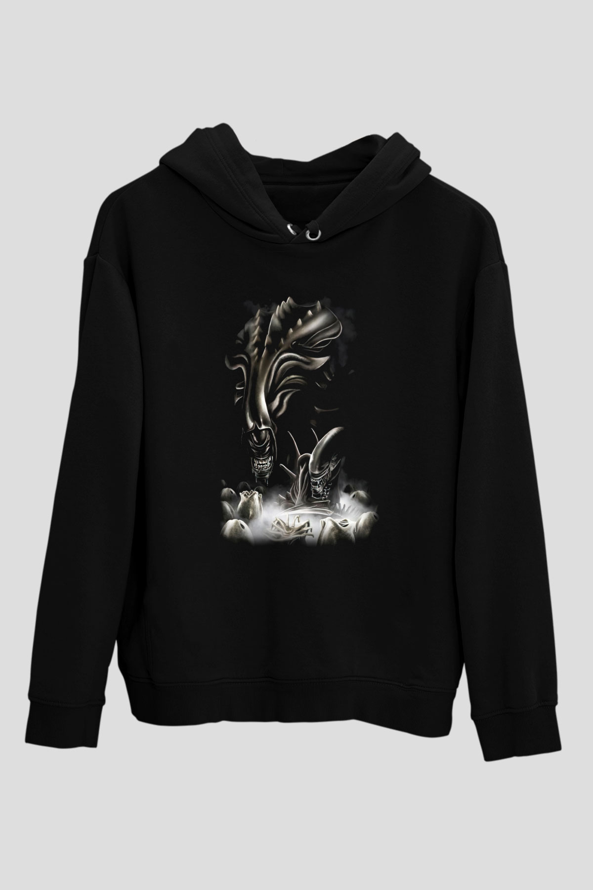 Alien Siyah Unisex Kapşonlu Sweatshirt