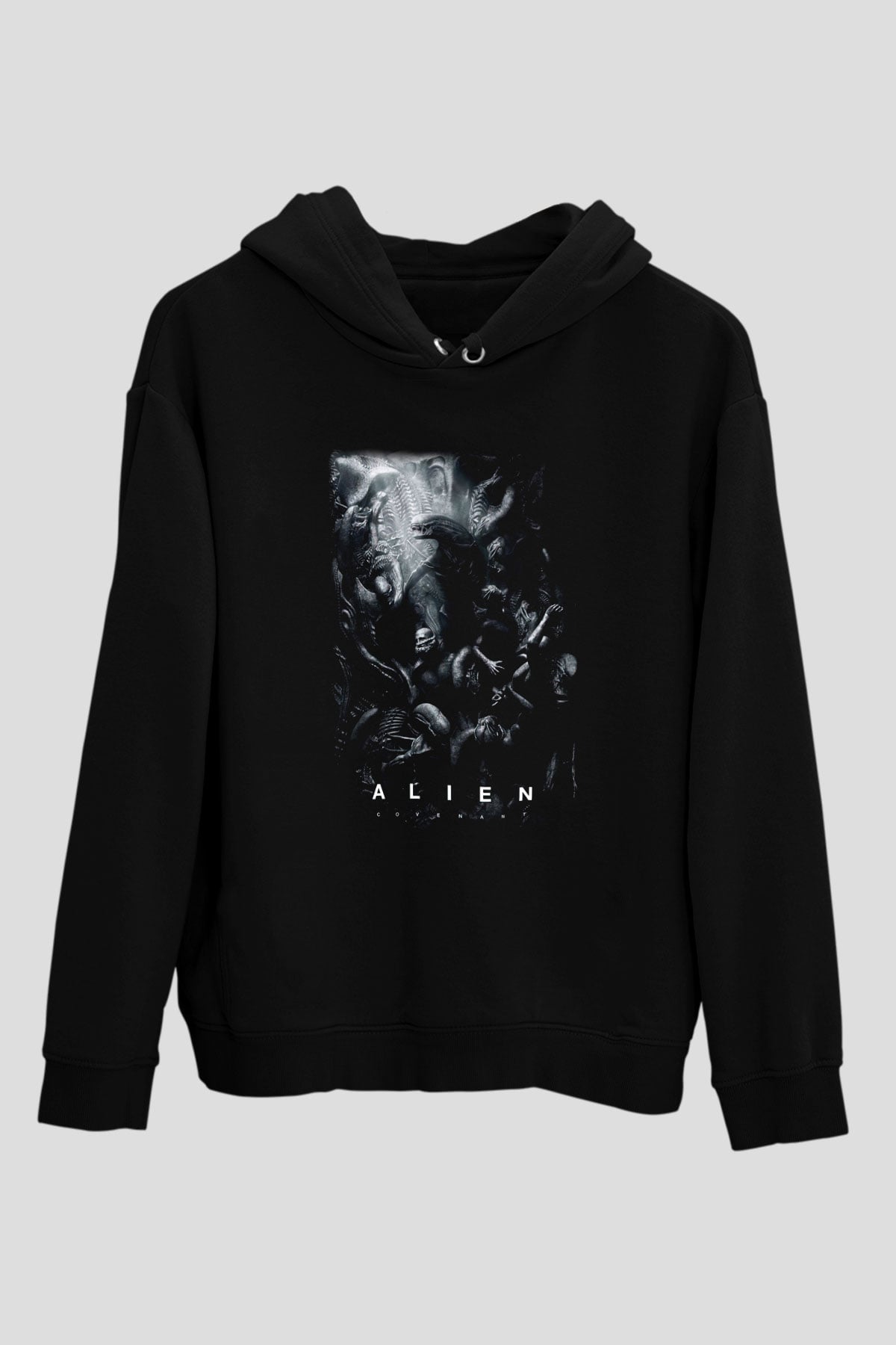 Alien Siyah Unisex Kapşonlu Sweatshirt